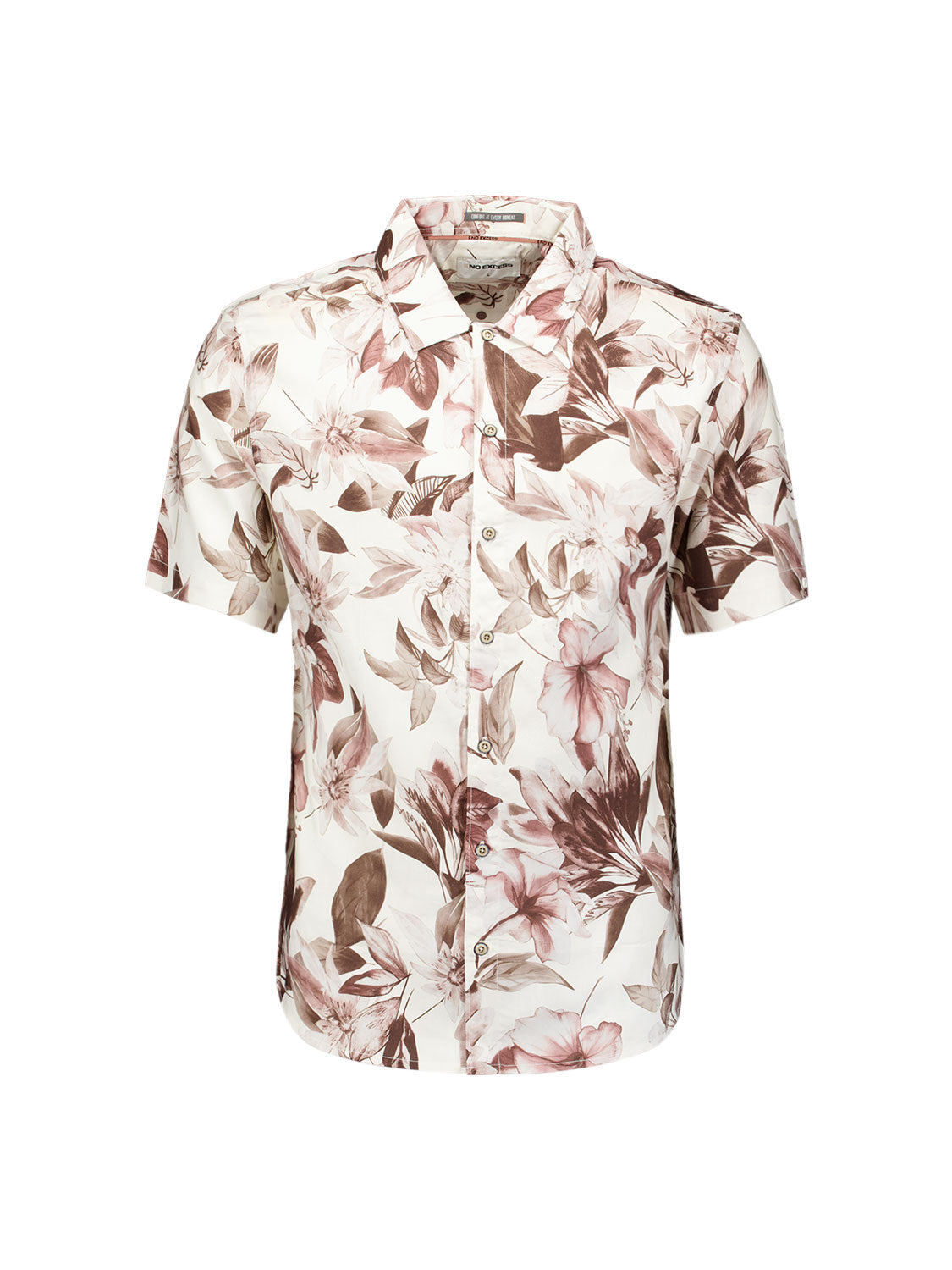 Short-sleeve shirt with a floral print | Coral