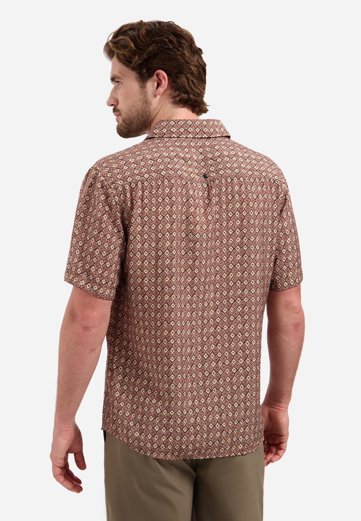 Short-sleeve shirt with an all-over print | Coral