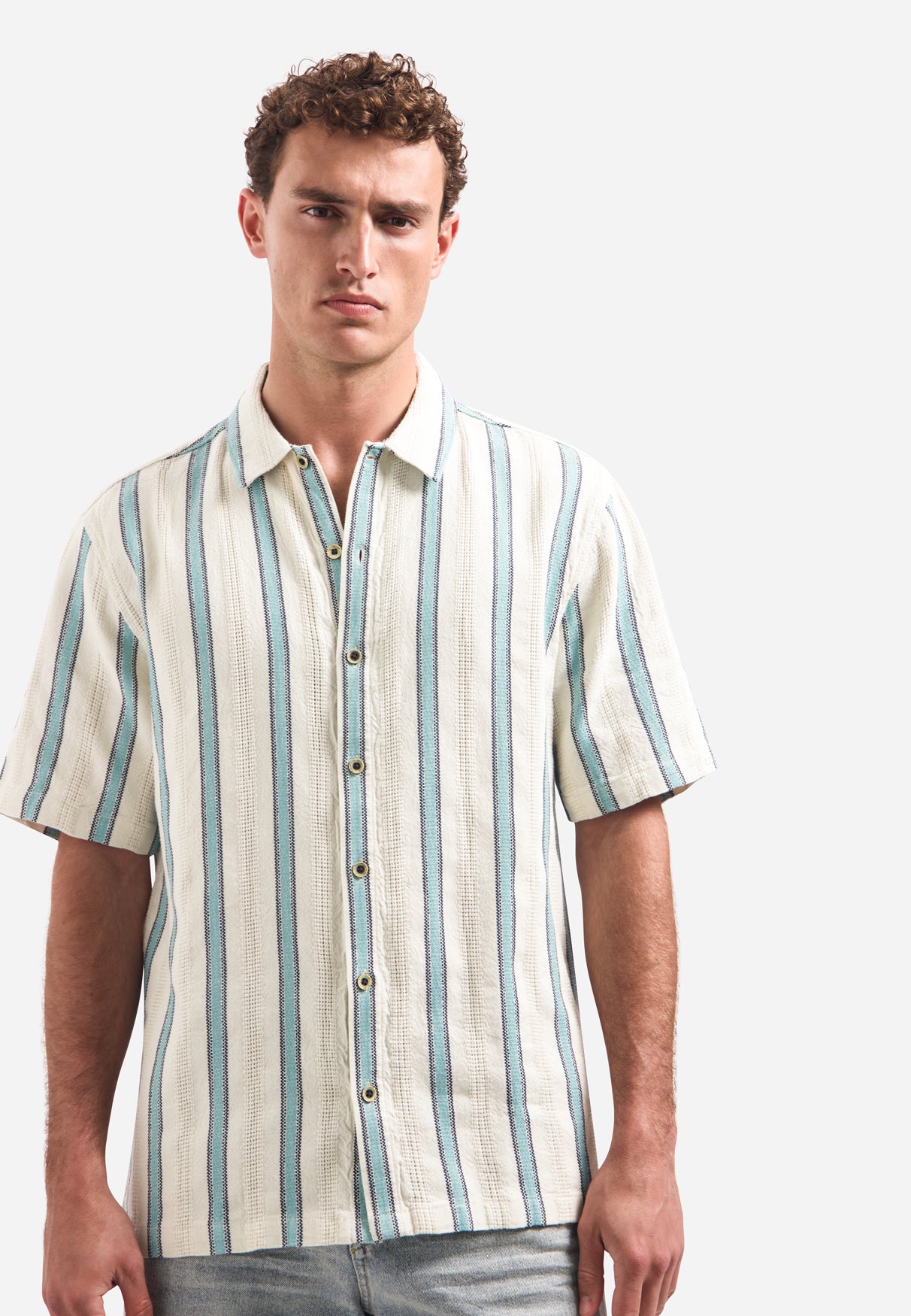 Short-sleeve shirt with stripes | Seablue