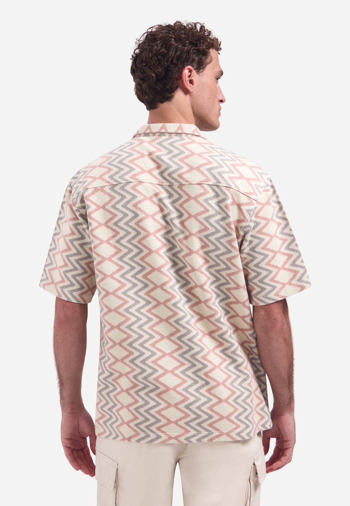 Short-sleeve shirt with zigzag print | Coral