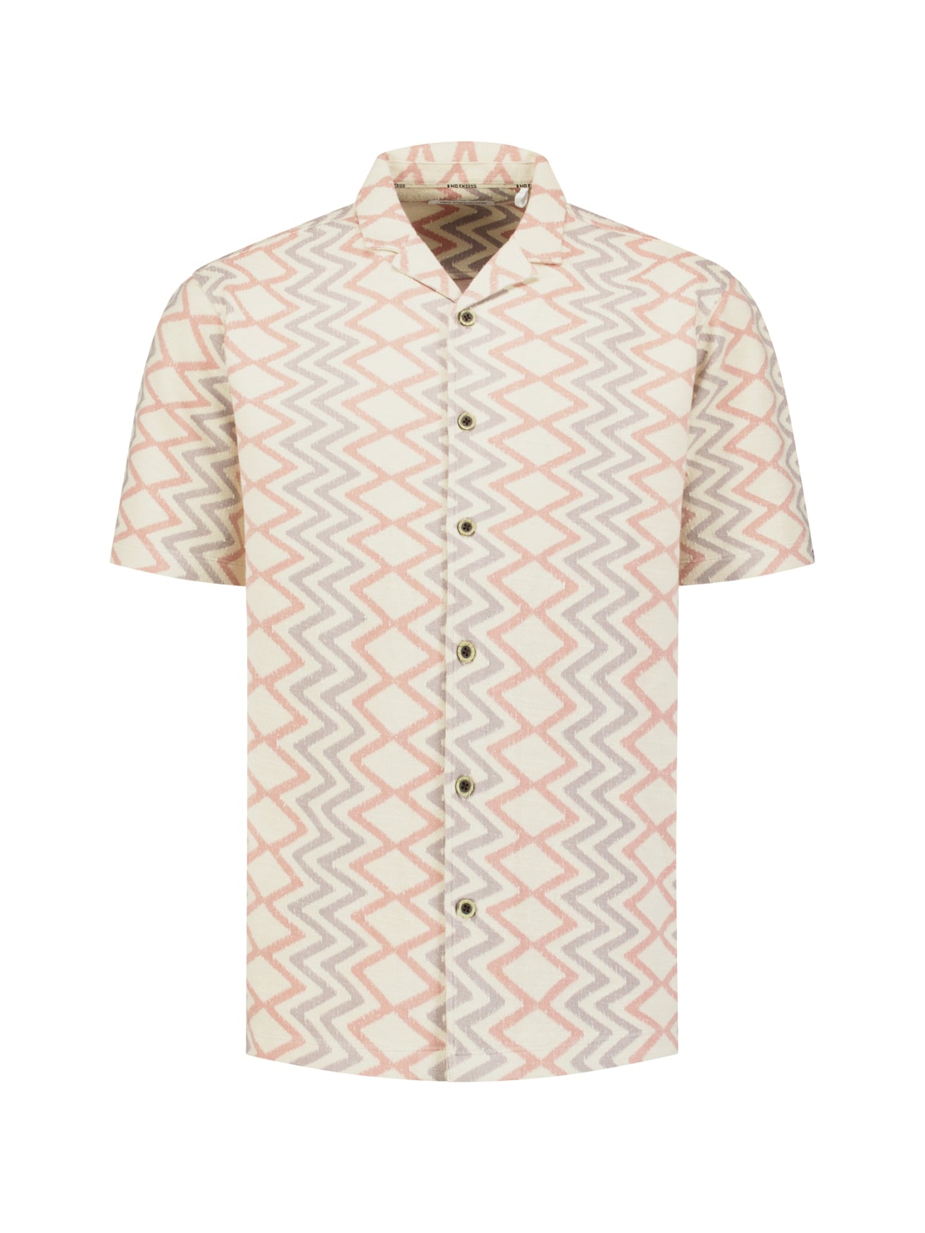 Short-sleeve shirt with zigzag print | Coral