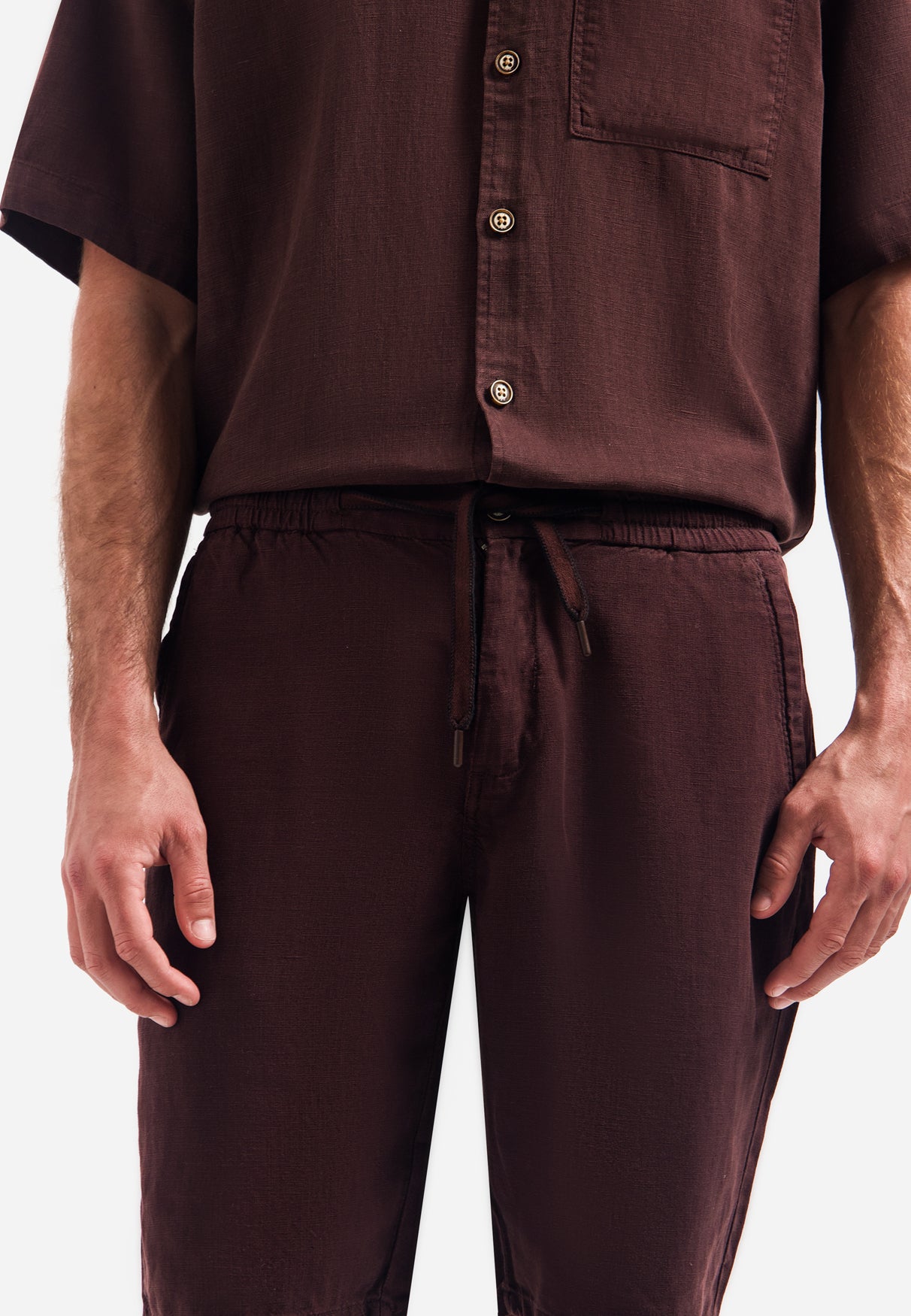 Chino shorts with drawstring | Dark Brown