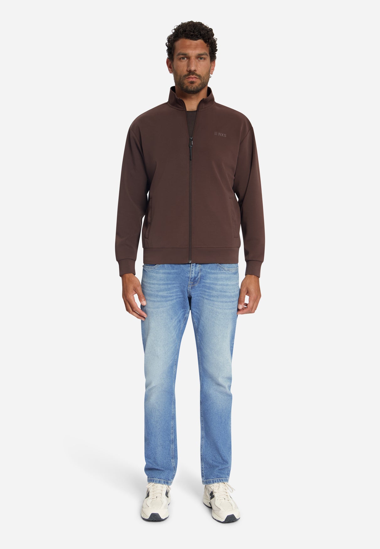 Zip-Up Sweat Jacket | Dark Brown