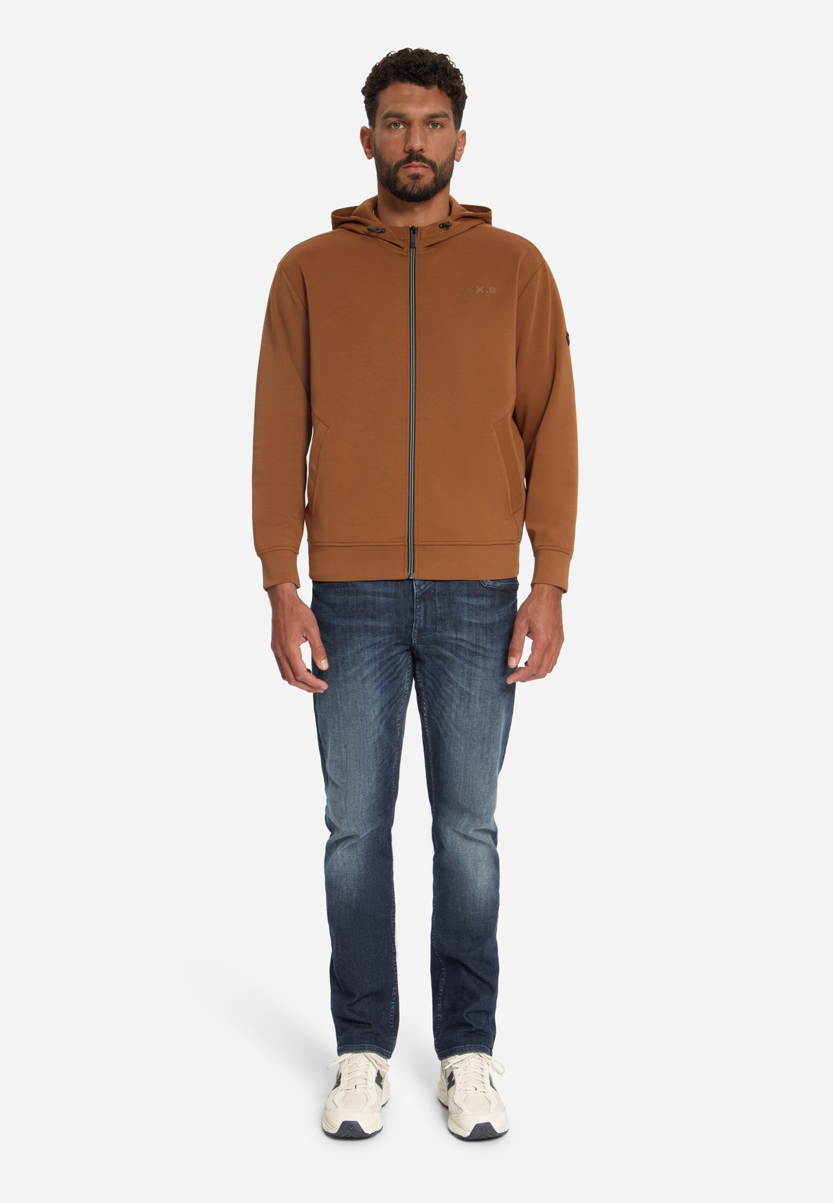 Hooded Zip-Up Sweater | Caramel