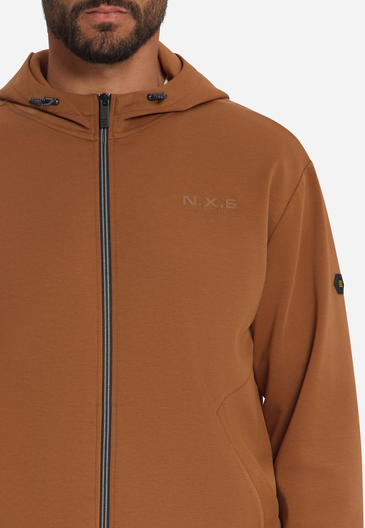 Hooded Zip-Up Sweater | Caramel