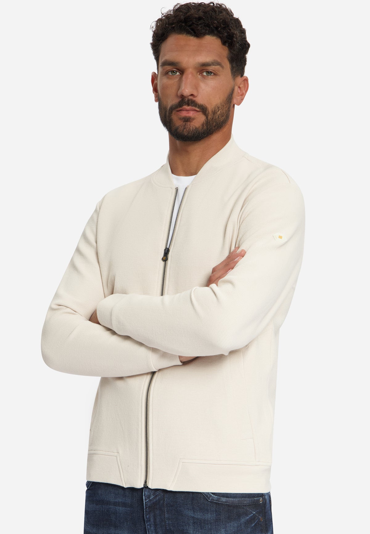 Textured Zip-Up Sweater | Stone