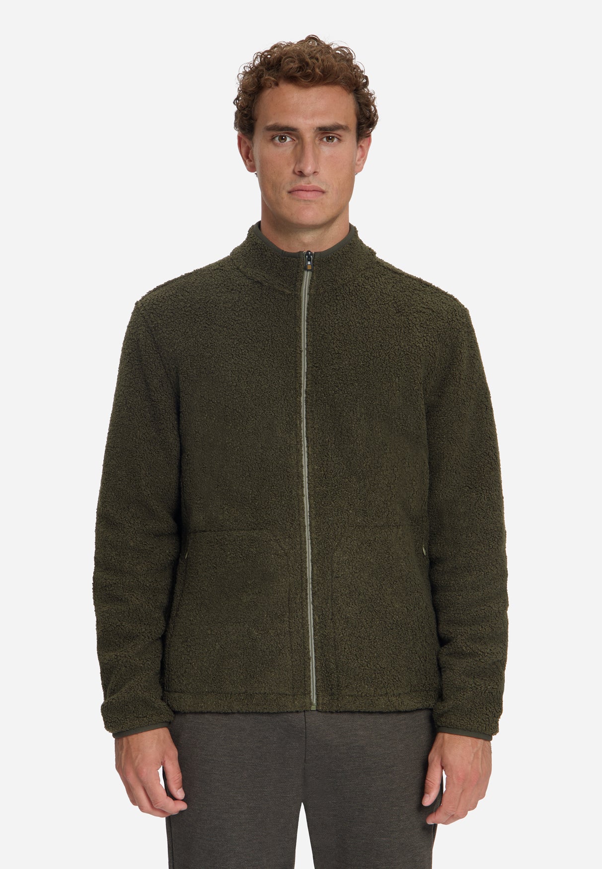 Teddy Zip-Up Sweater | Moss