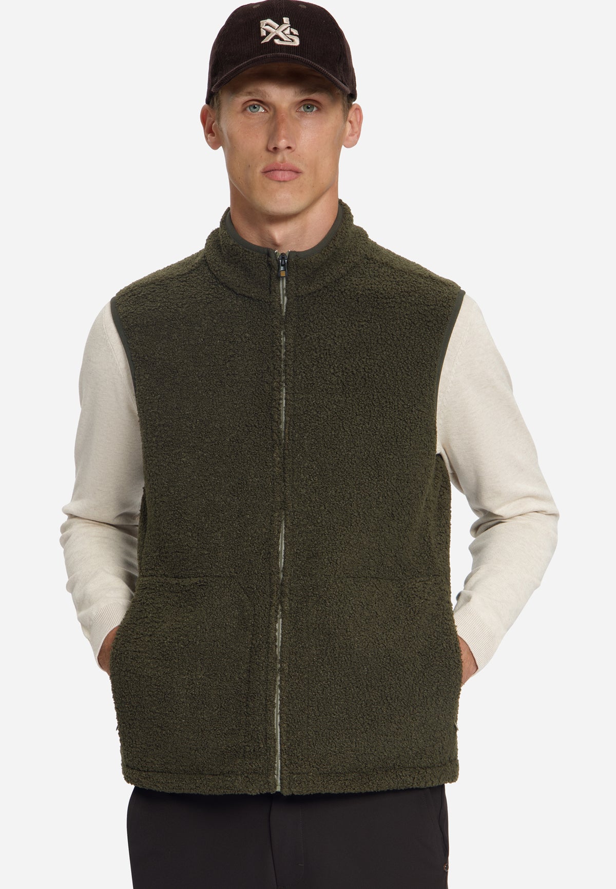 Teddy Zip-Up Vest | Moss