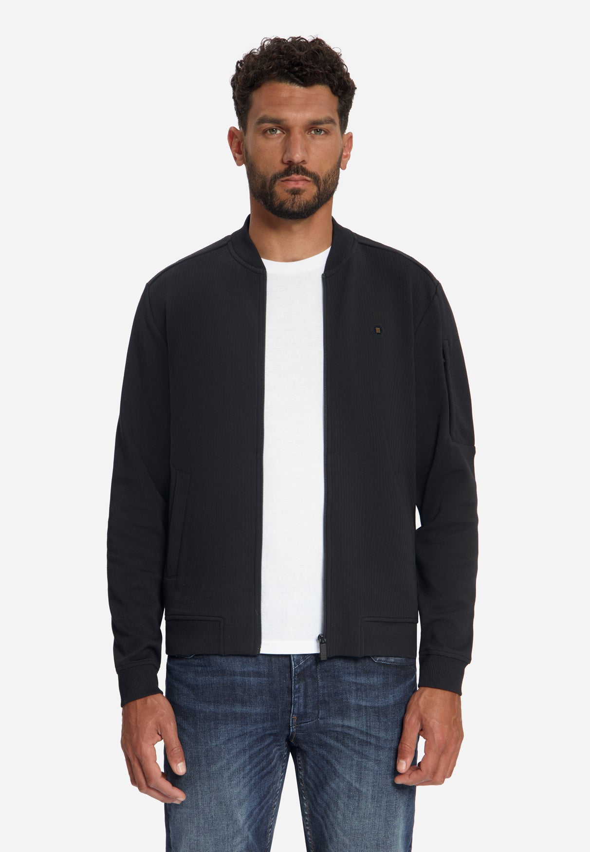 Jacquard Bomber Sweater | Black