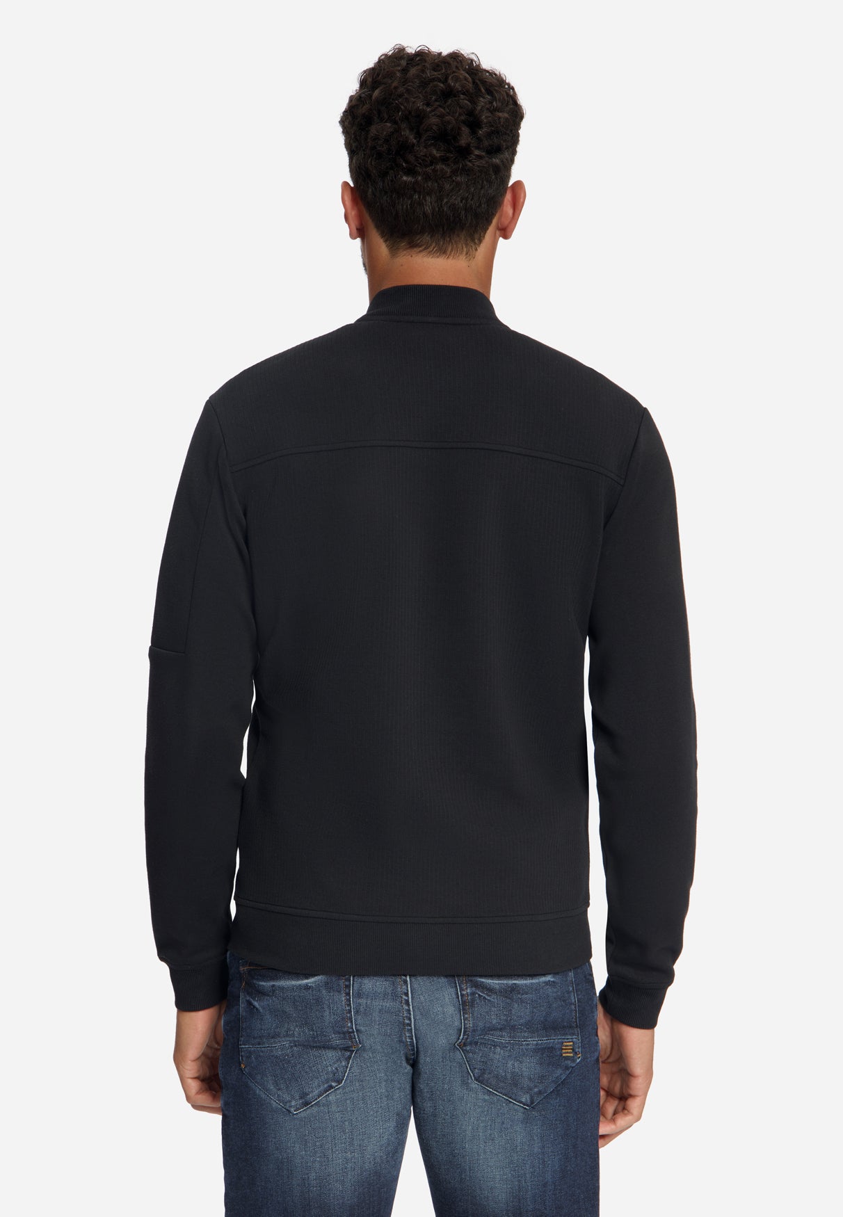 Jacquard Bomber Sweater | Black