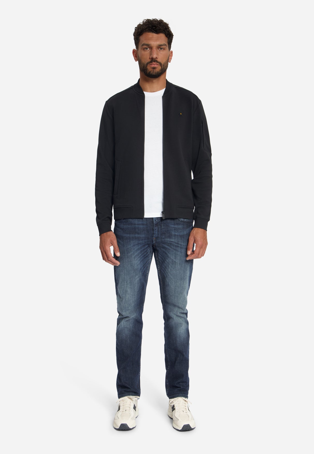 Jacquard Bomber Sweater | Black