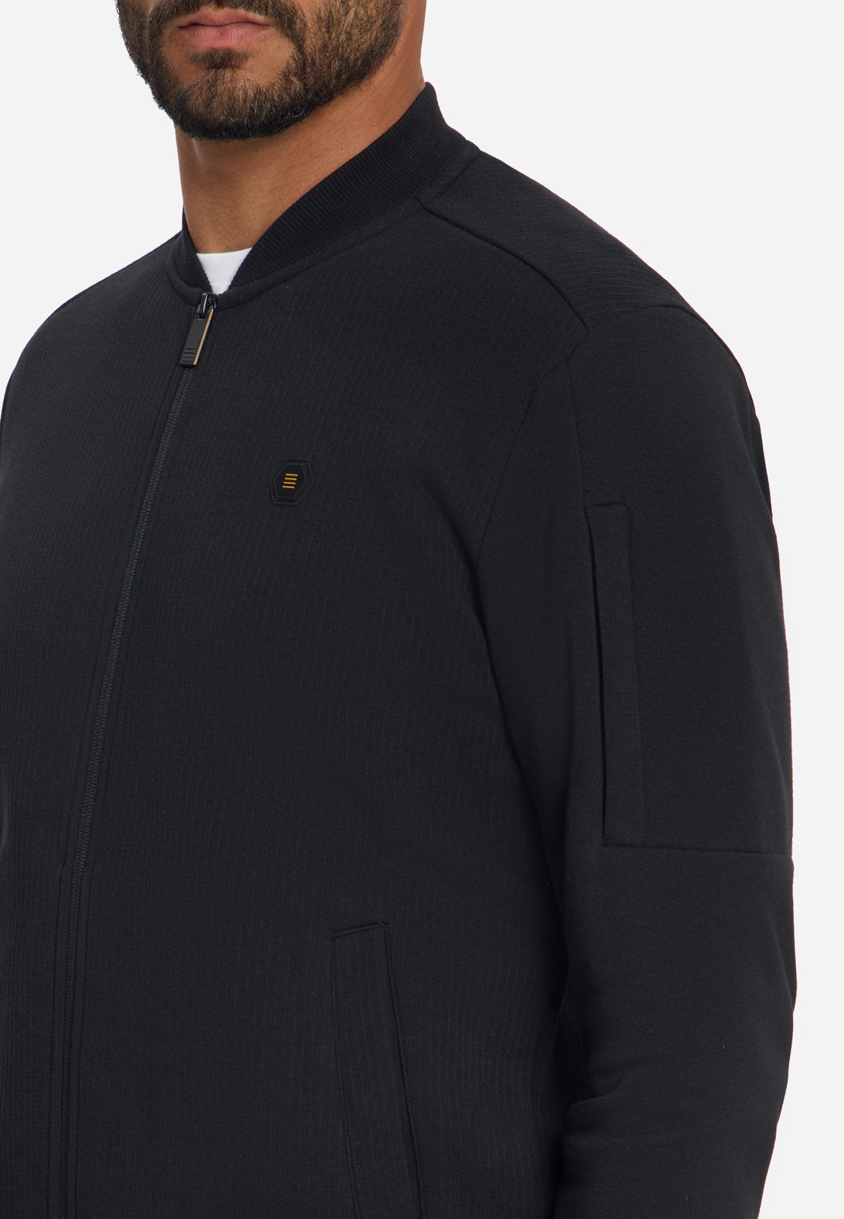 Jacquard Bomber Sweater | Black