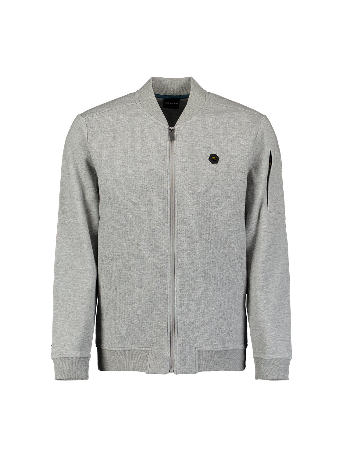 Jacquard Bomber Sweater | Grey Melange