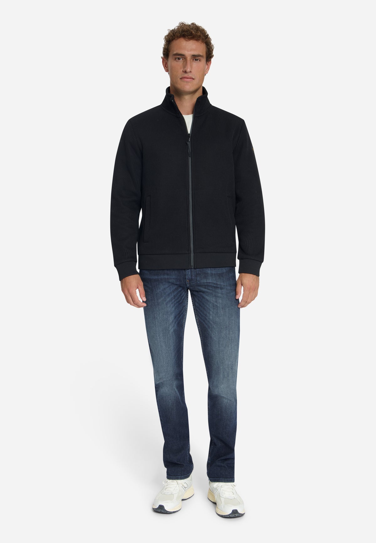 Ribbed Zip-Up Sweater | Black