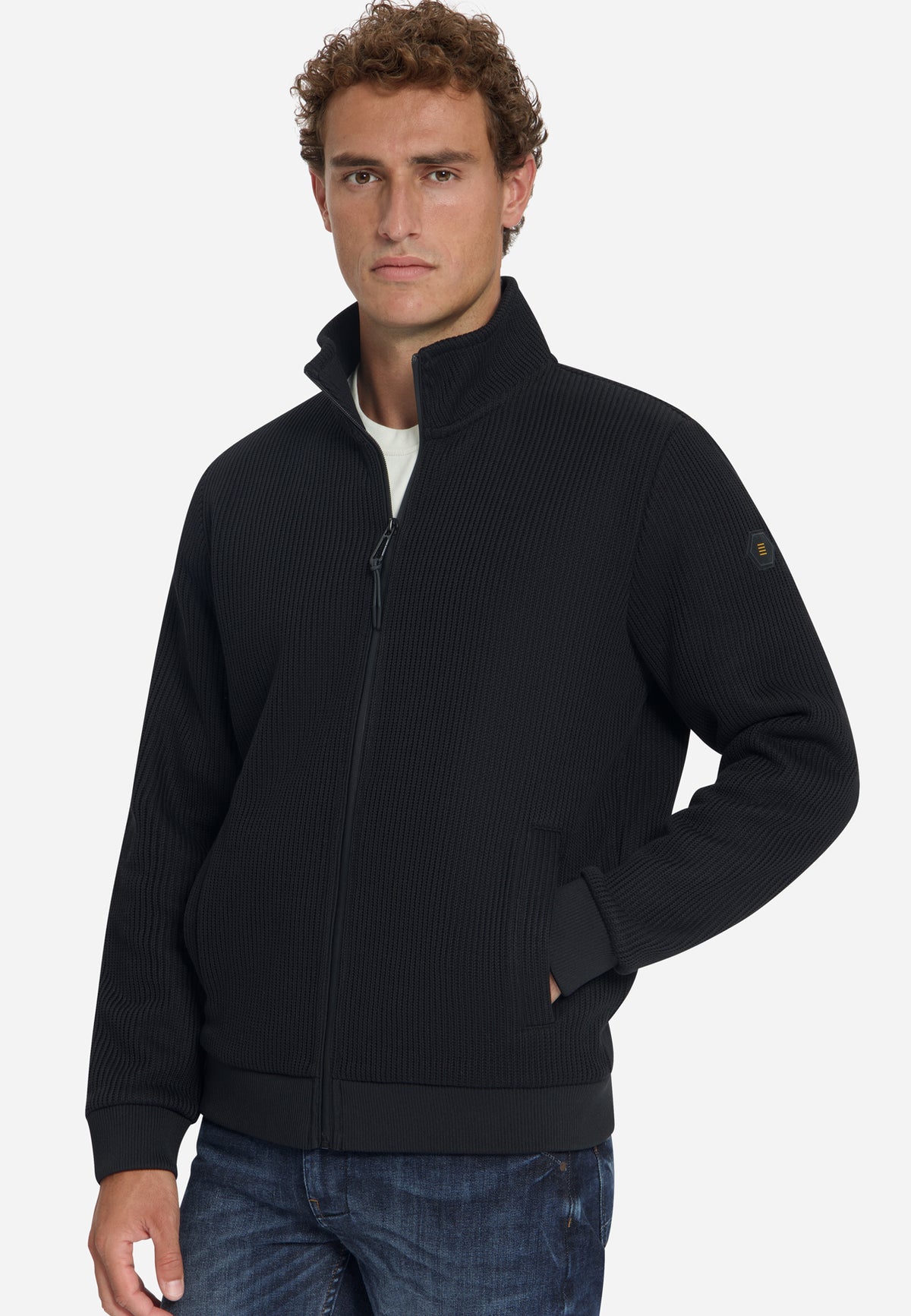 Ribbed Zip-Up Sweater | Black