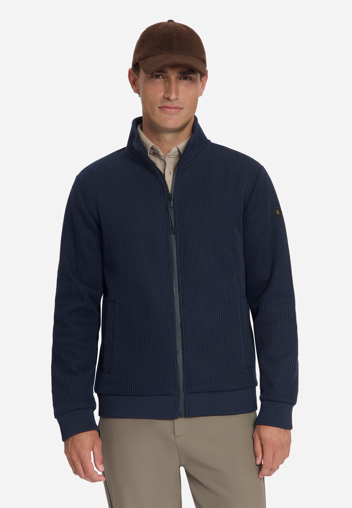 Ribbed Zip-Up Sweater | Dark Night