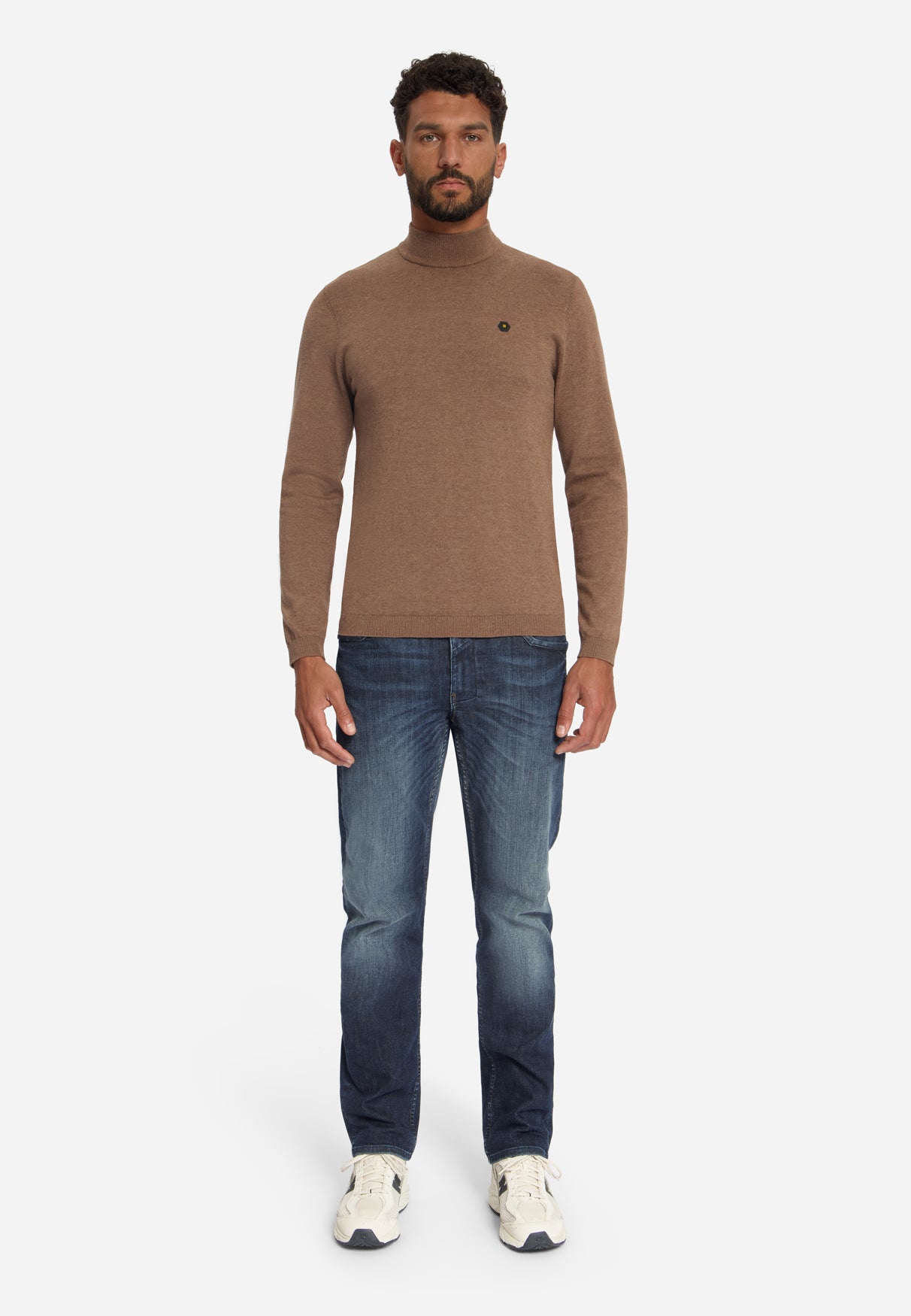 Fine Knit Turtleneck Jumper | Light Brown