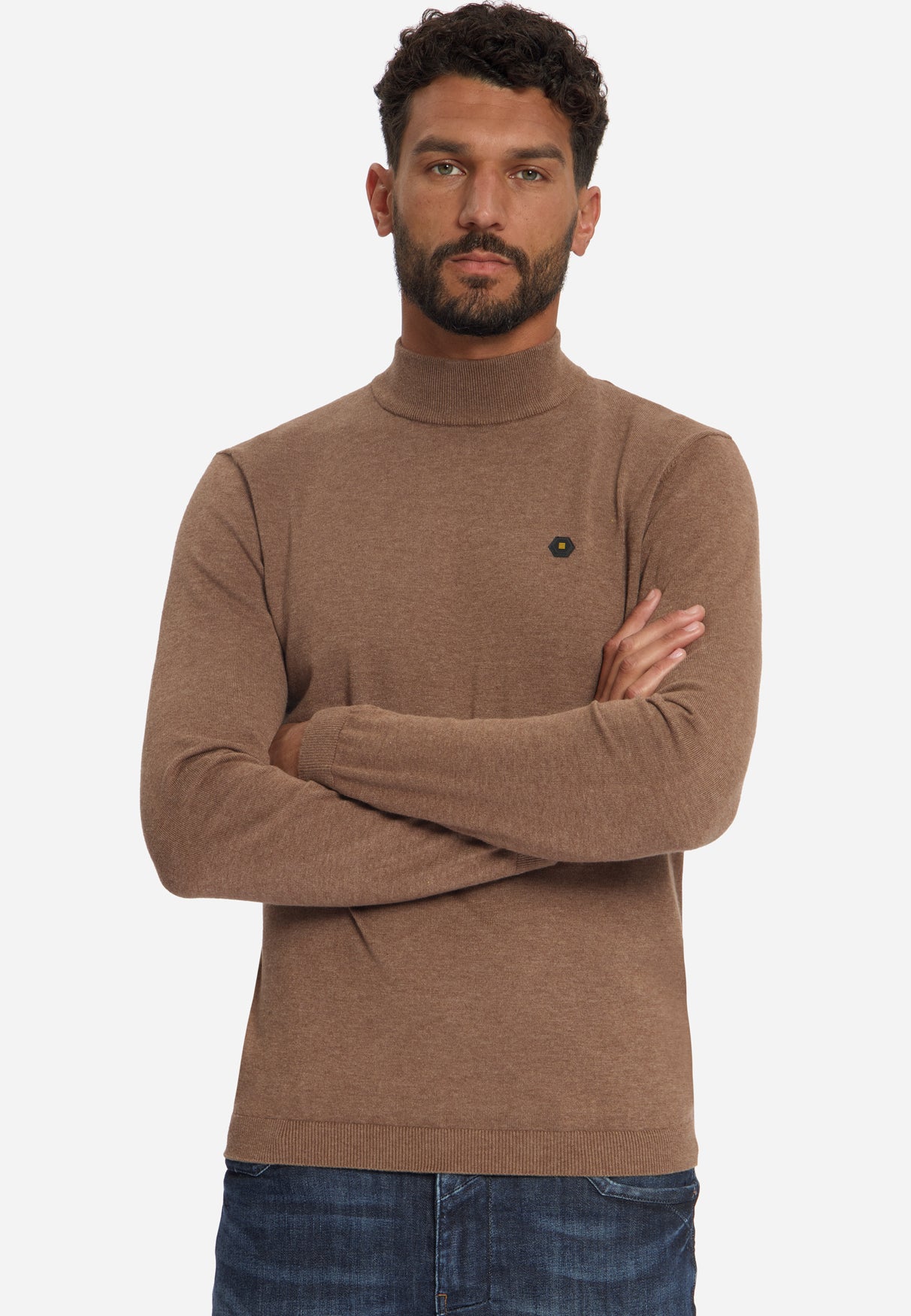 Fine Knit Turtleneck Jumper | Light Brown