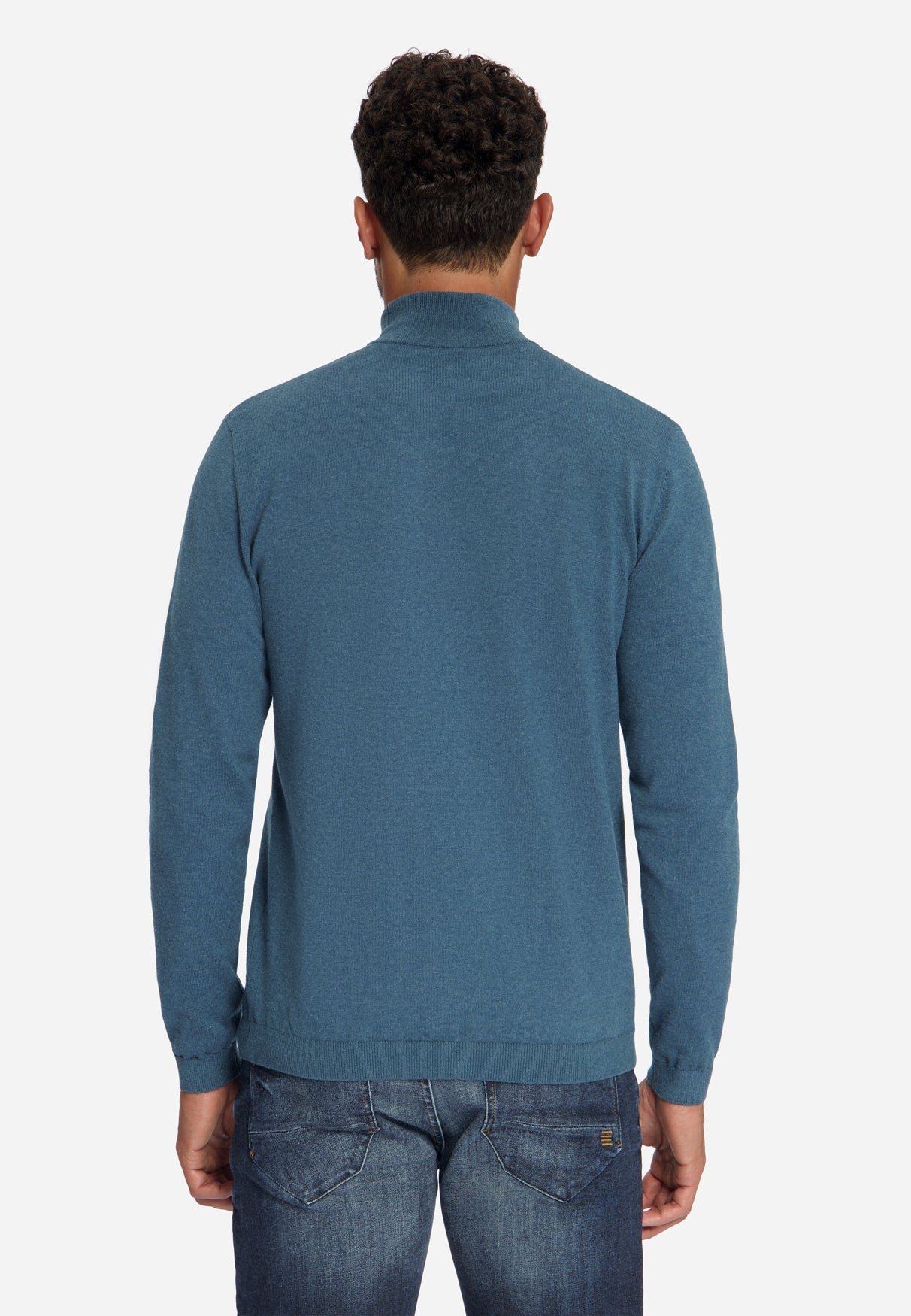Fine Knit Turtleneck Jumper | Shadow Blue
