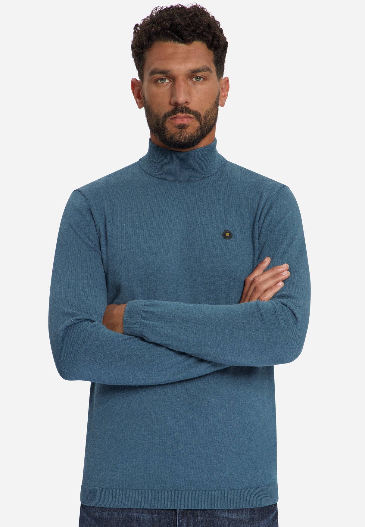 Fine Knit Turtleneck Jumper | Shadow Blue