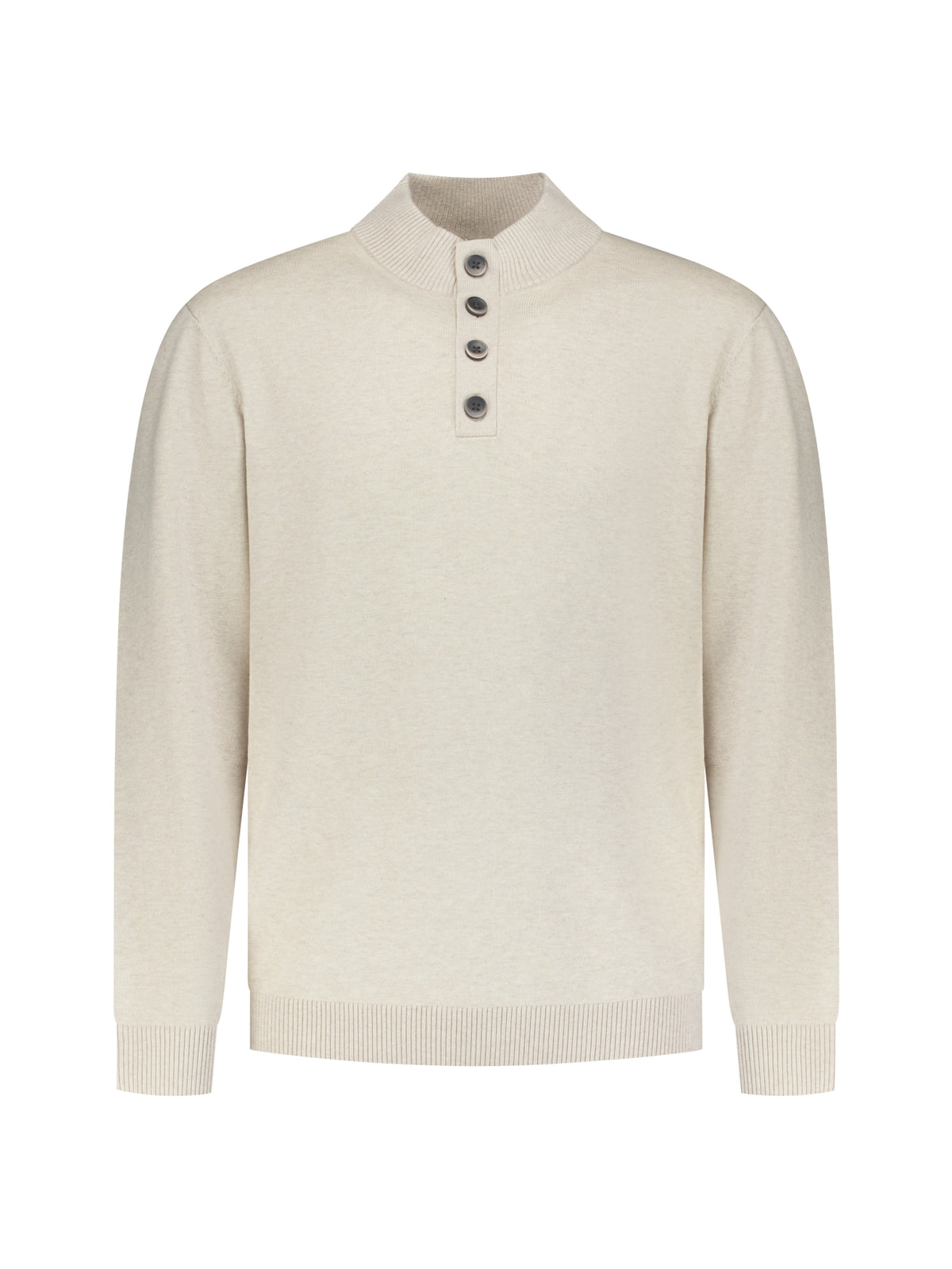 Button Neck Jumper | Stone