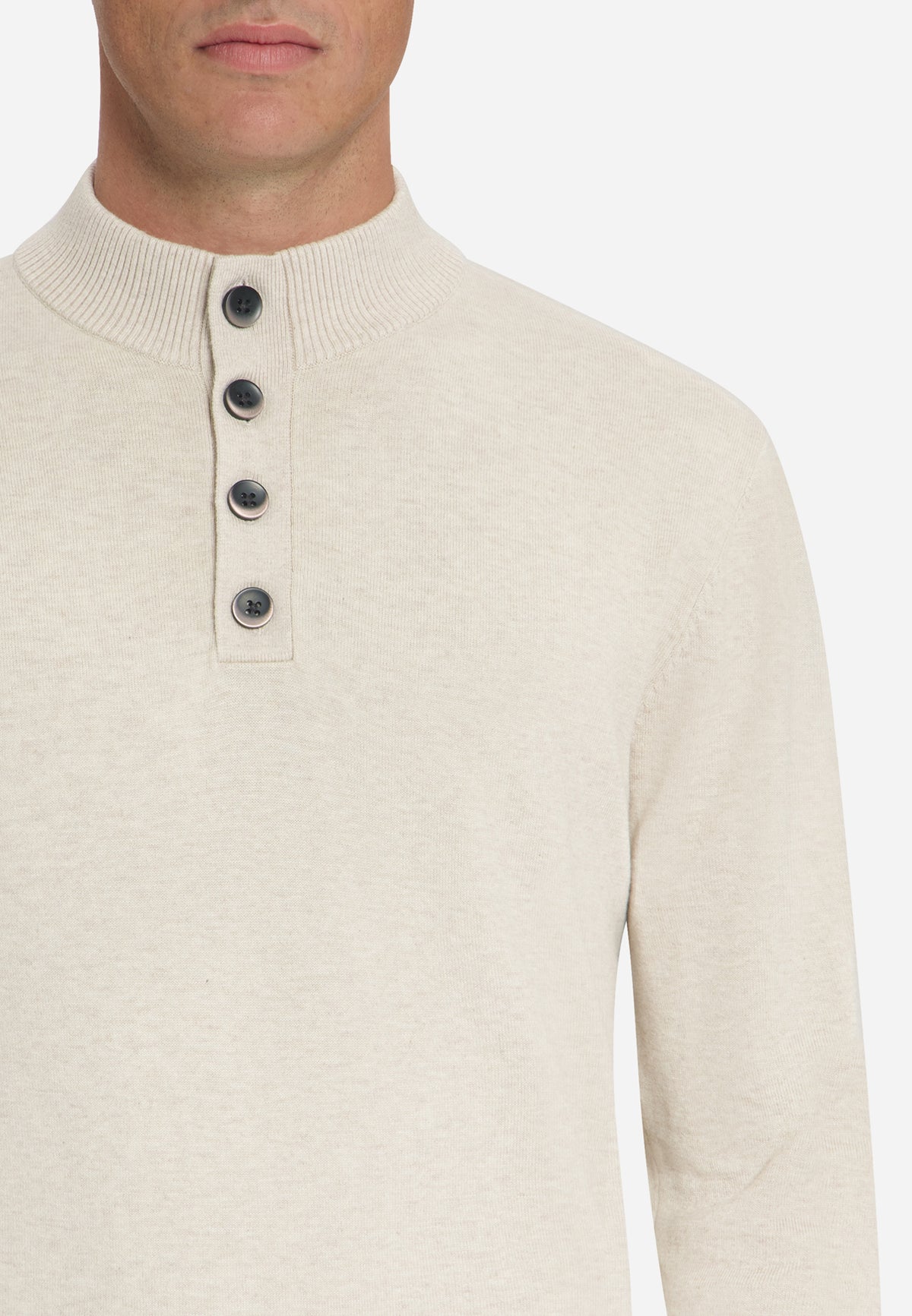Button Neck Jumper | Stone