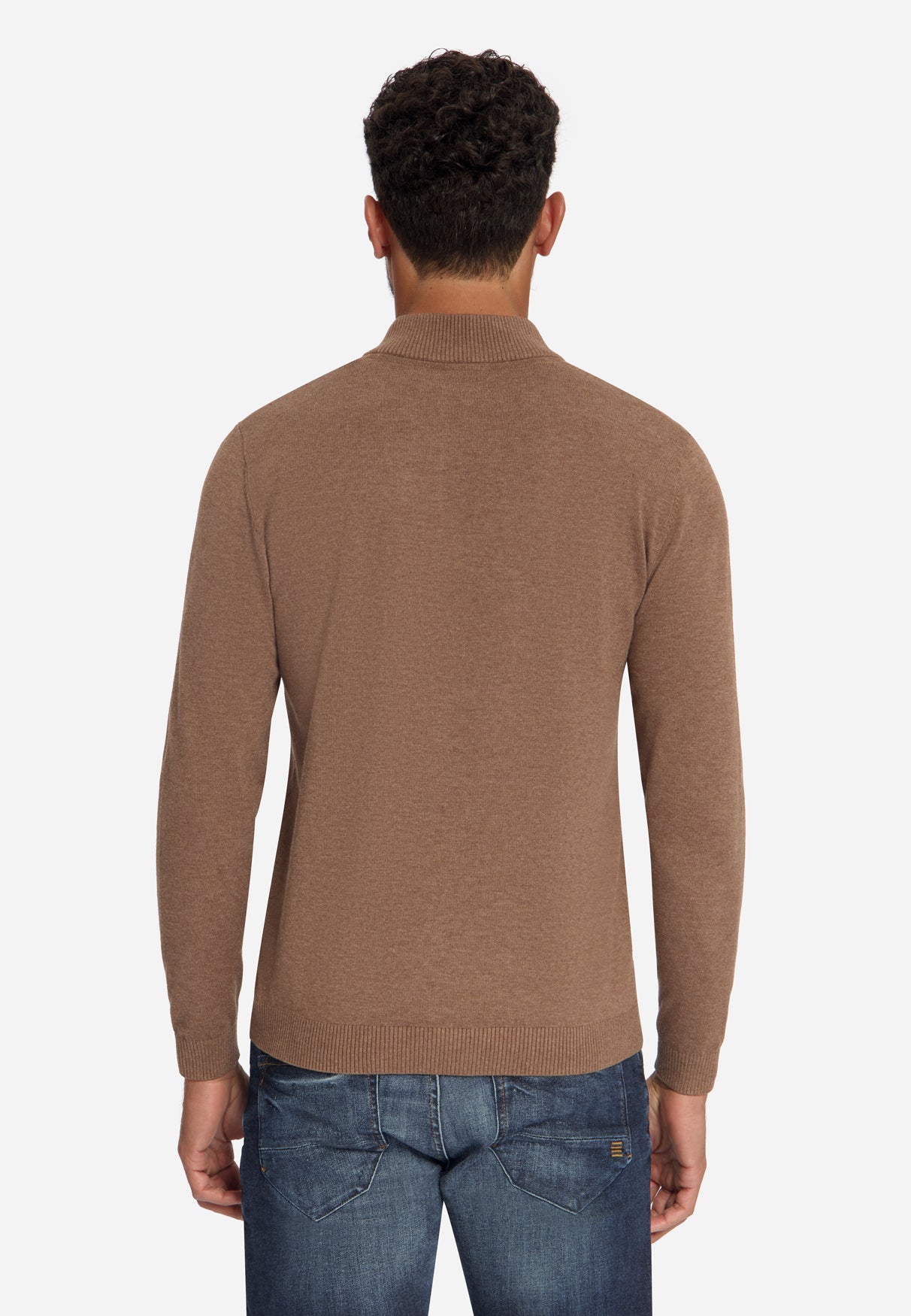 Button Neck Jumper | Light Brown