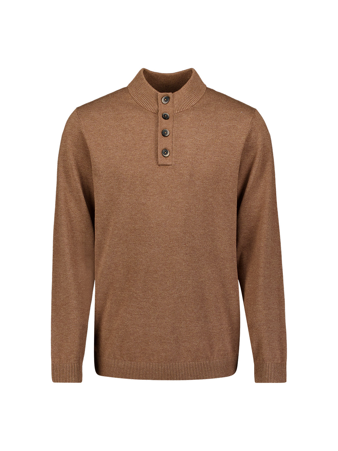 Button Neck Jumper | Light Brown