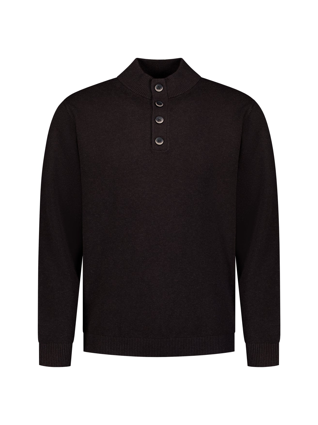 Button Neck Jumper | Dark Brown