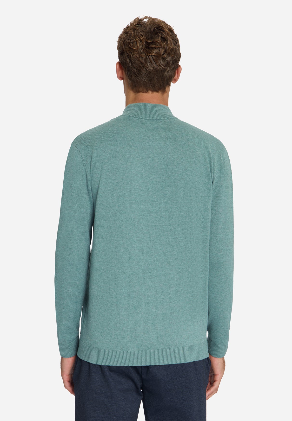 Button Neck Jumper | Dusty Blue