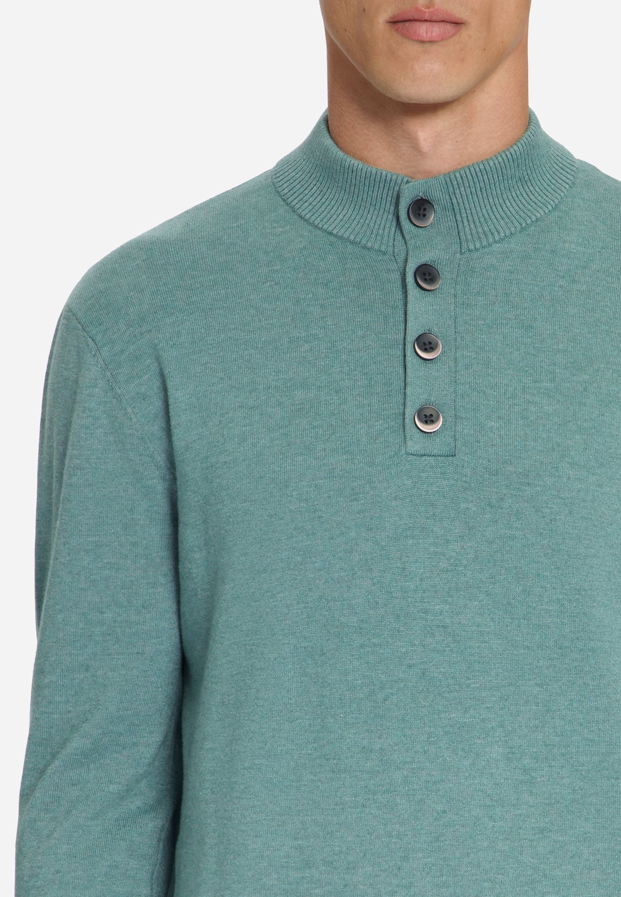Button Neck Jumper | Dusty Blue