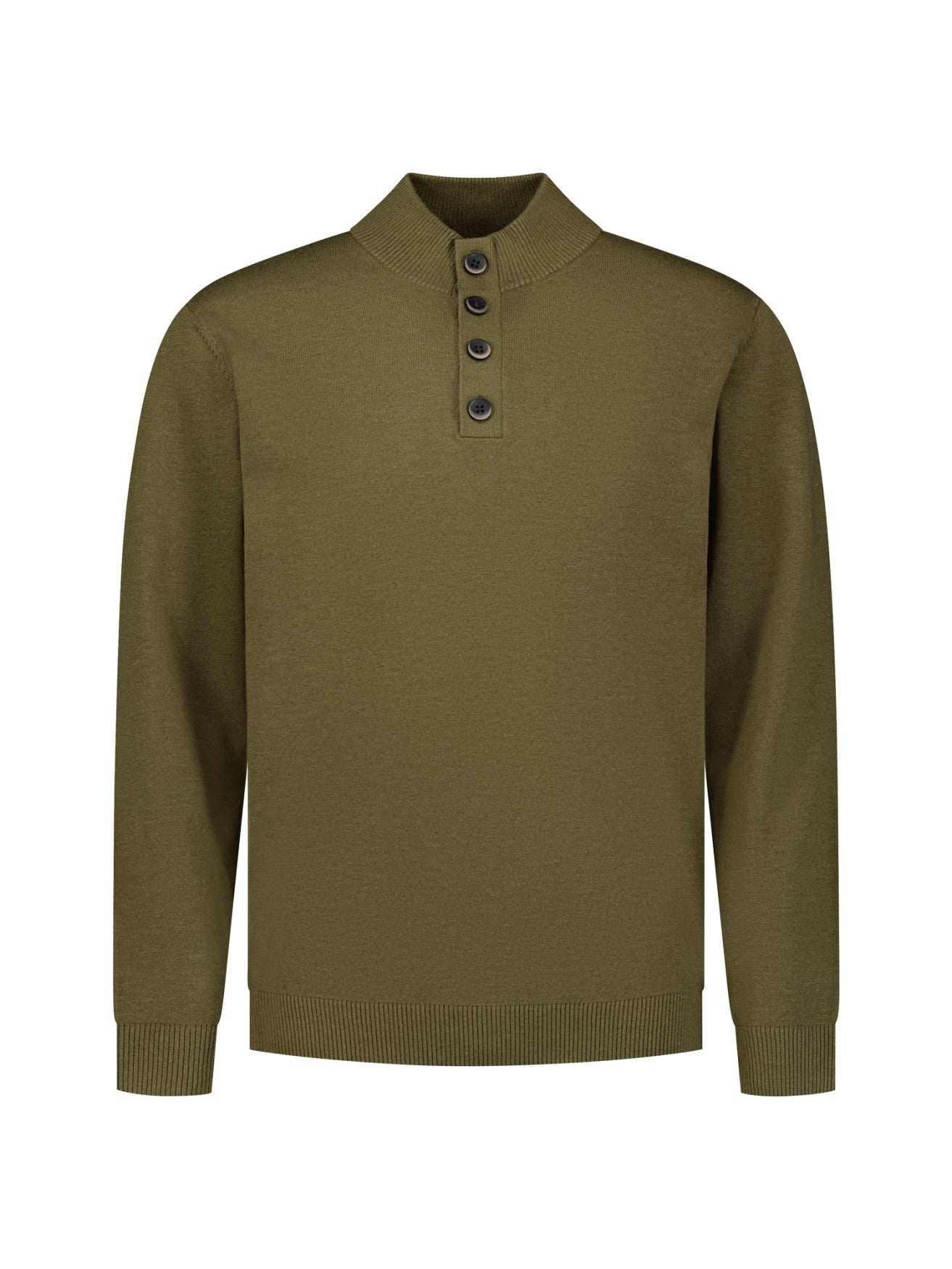 Button Neck Jumper | Moss