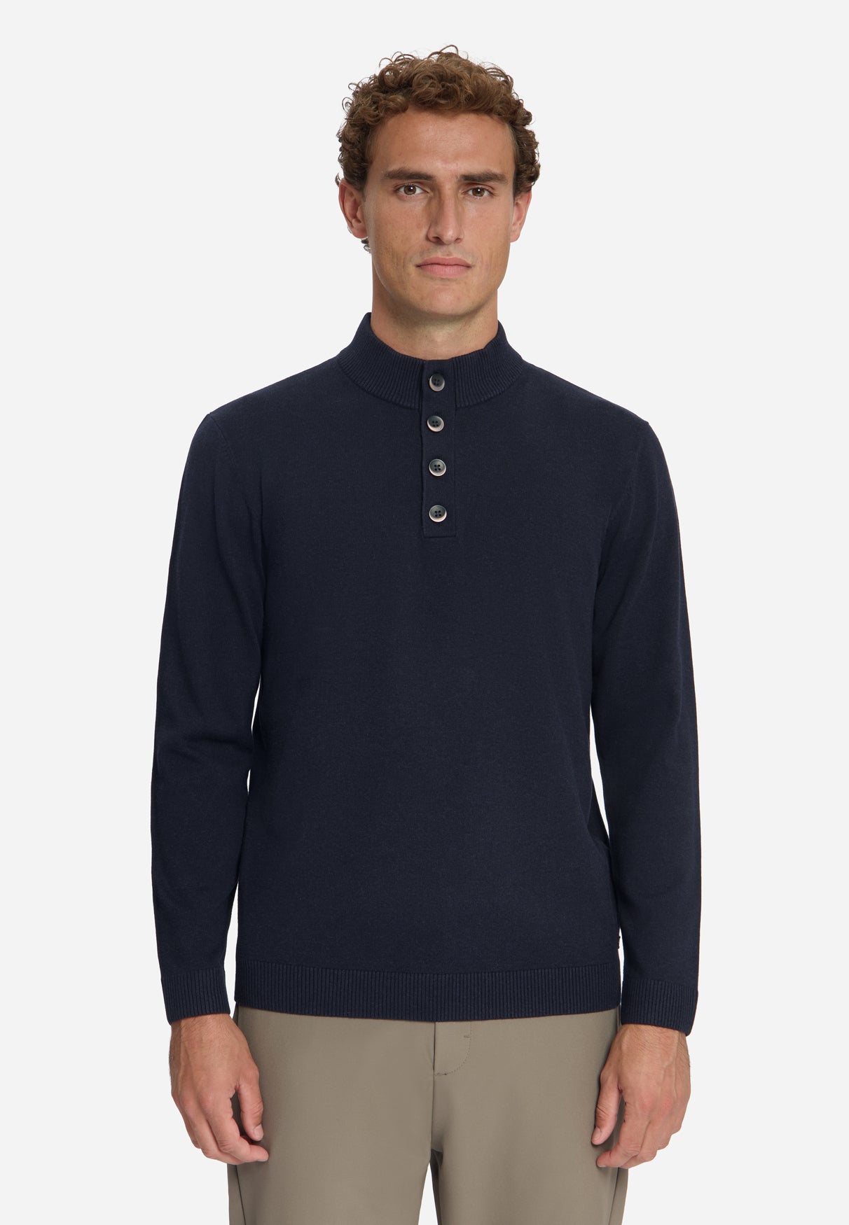 Button Neck Jumper | Dark Night