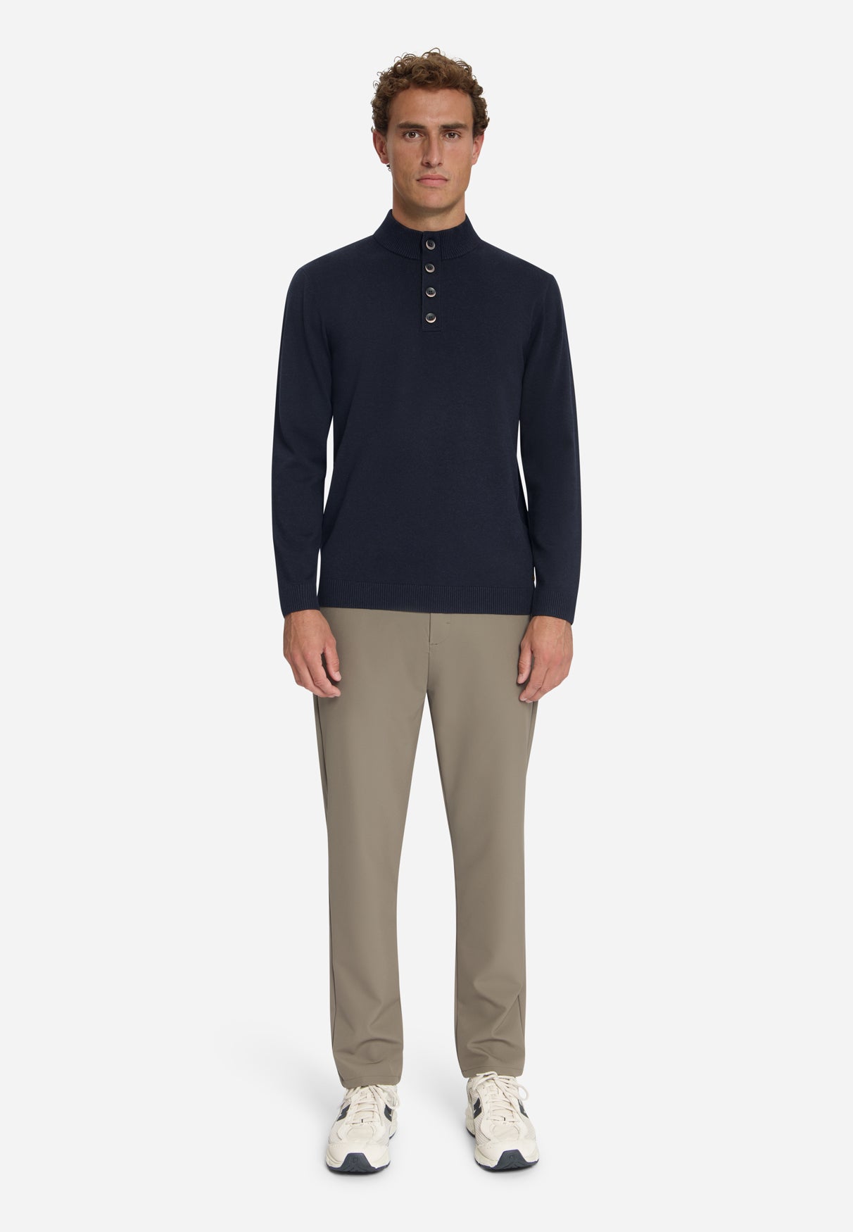 Button Neck Jumper | Dark Night
