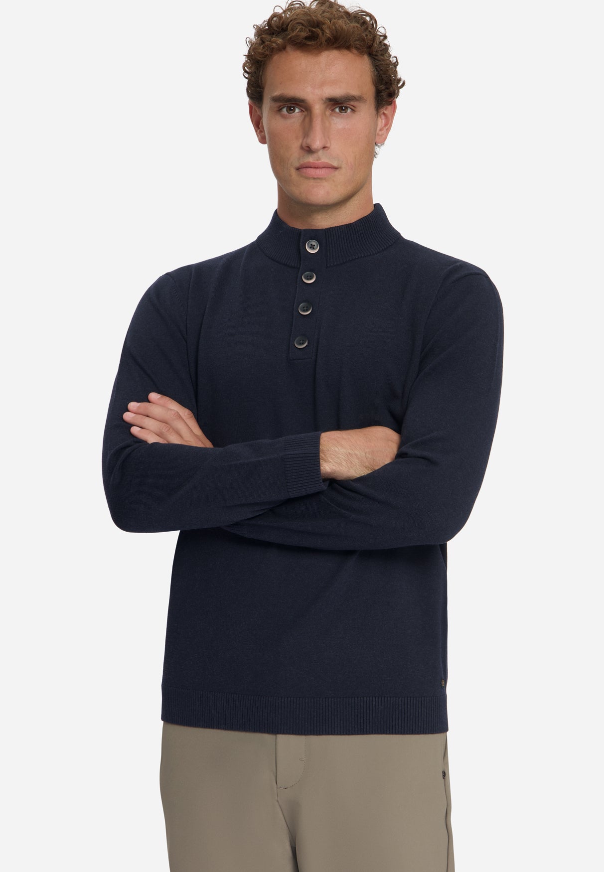 Button Neck Jumper | Dark Night