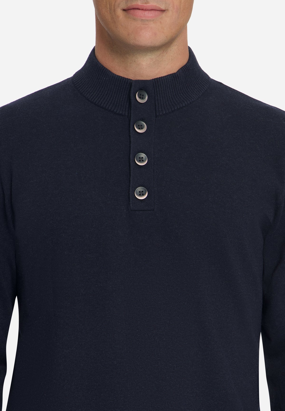 Button Neck Jumper | Dark Night