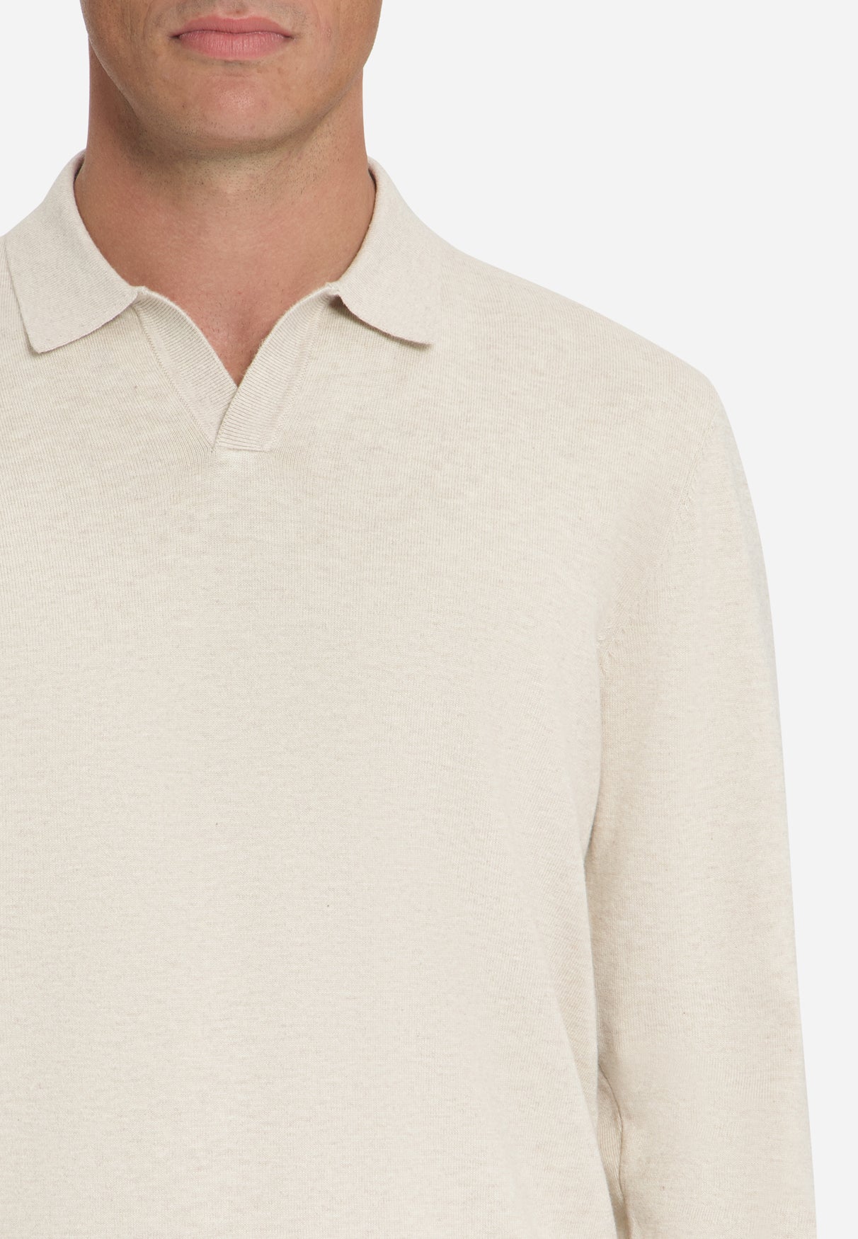Fine Knit Polo Jumper | Stone