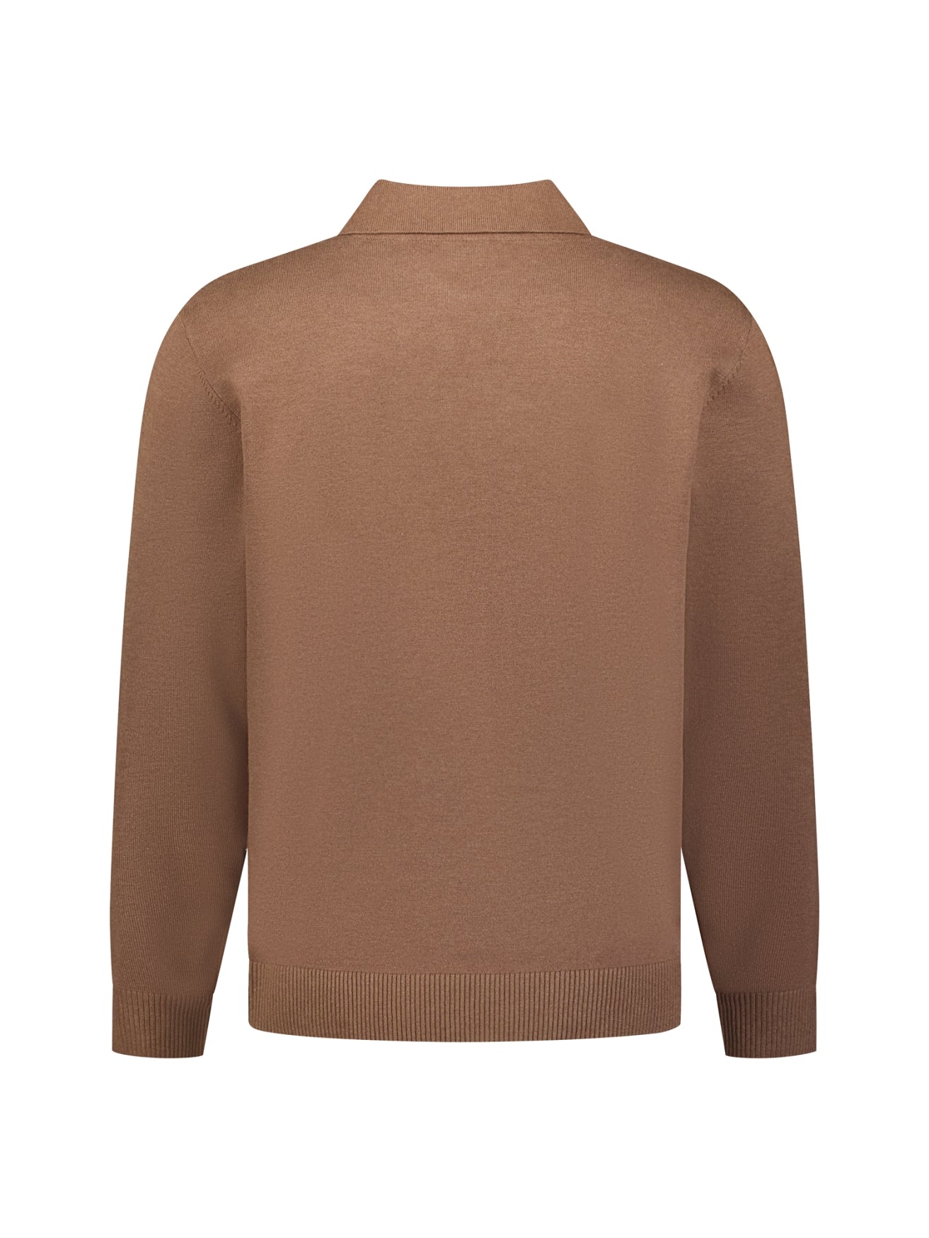 Fine Knit Polo Jumper | Light Brown
