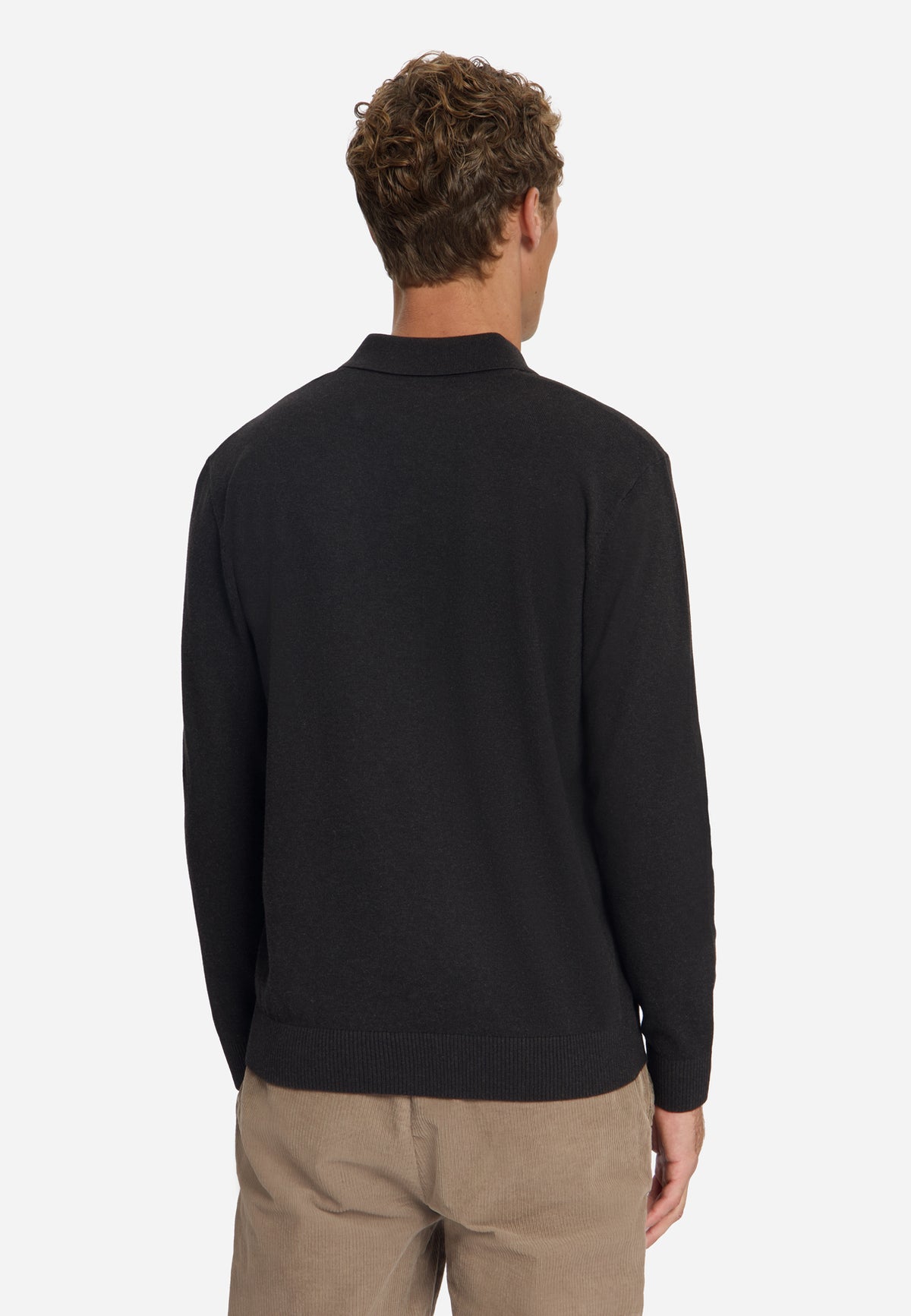 Fine Knit Polo Jumper | Dark Brown