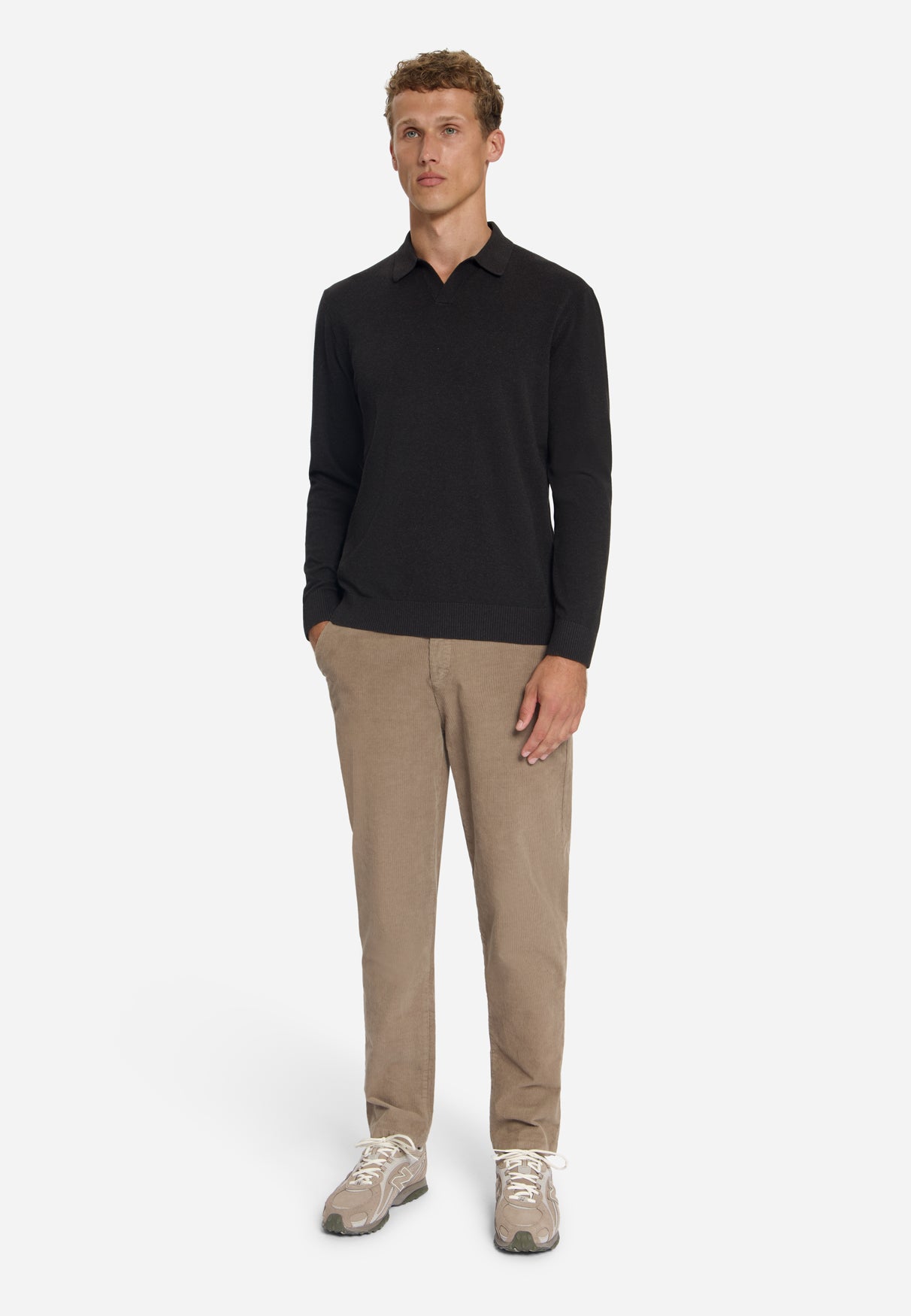 Fine Knit Polo Jumper | Dark Brown