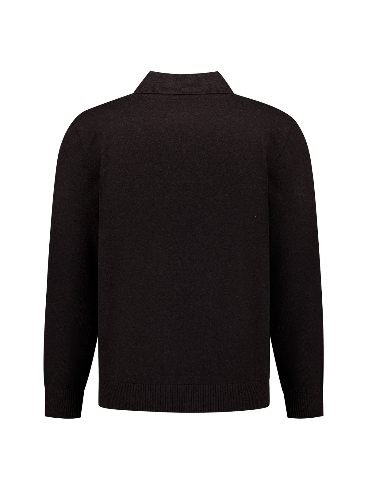 Fine Knit Polo Jumper | Dark Brown