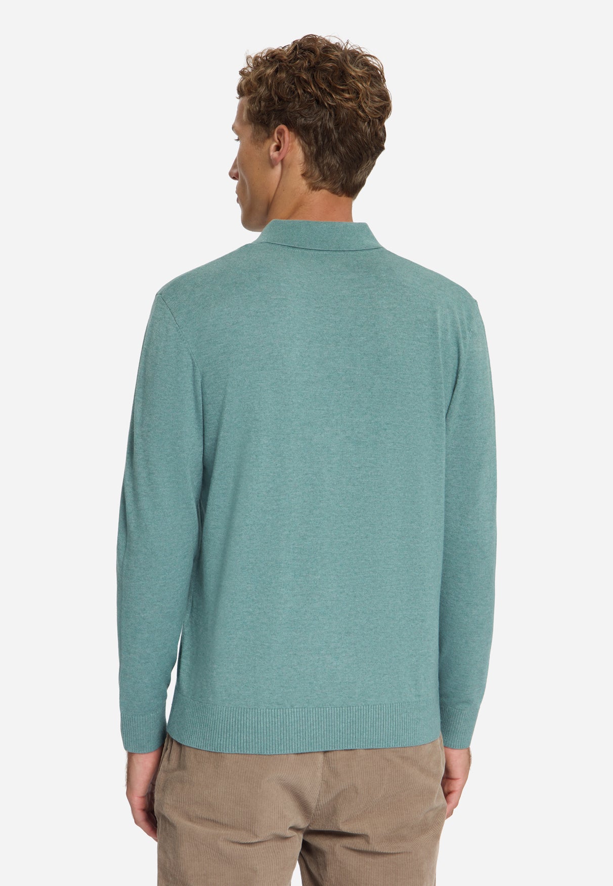 Fine Knit Polo Jumper | Dusty Blue
