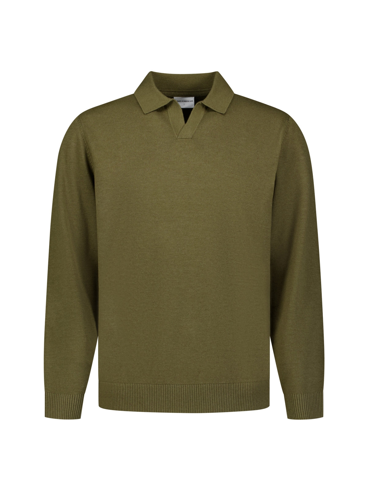 Fine Knit Polo Jumper | Moss