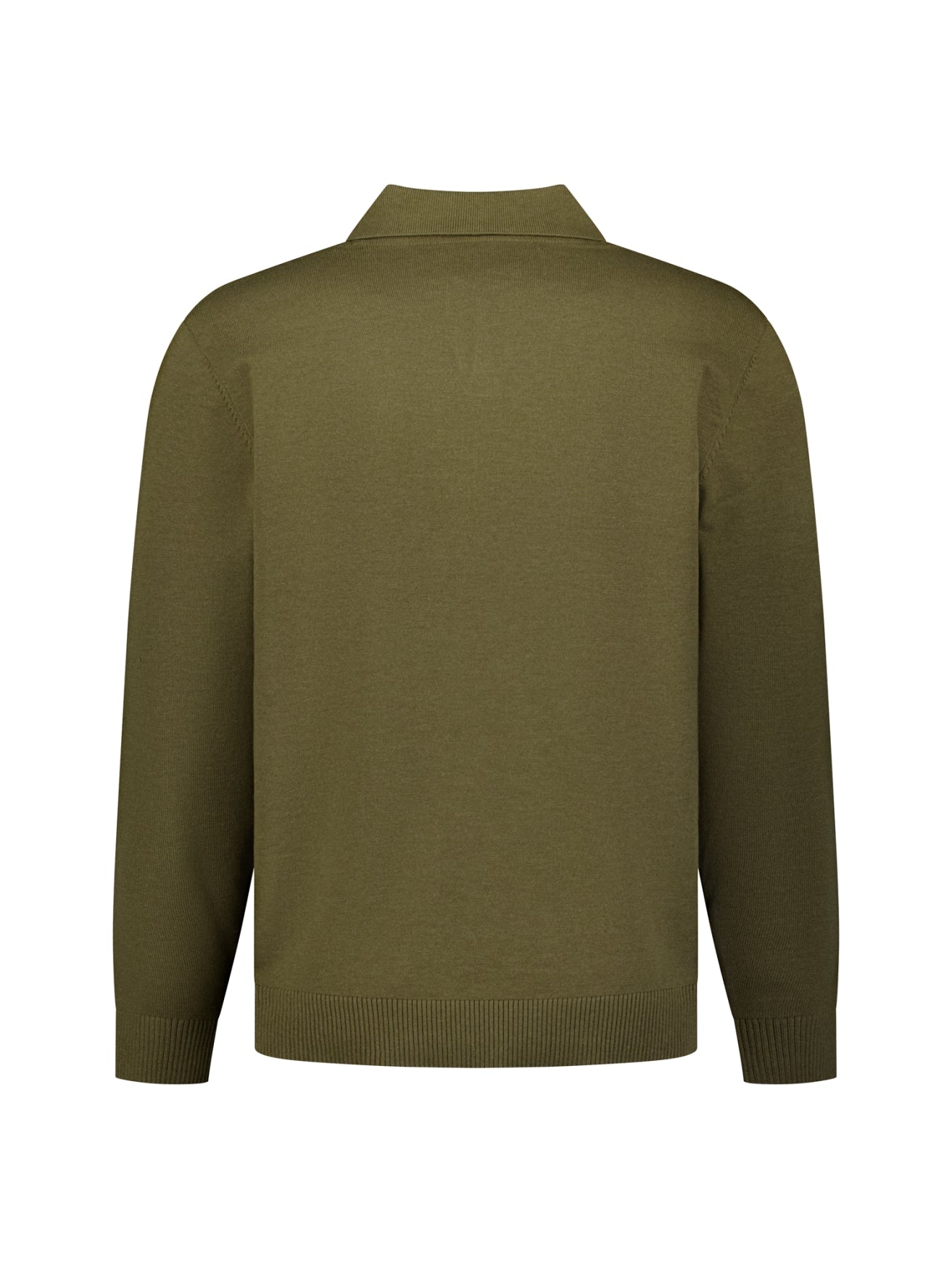 Fine Knit Polo Jumper | Moss