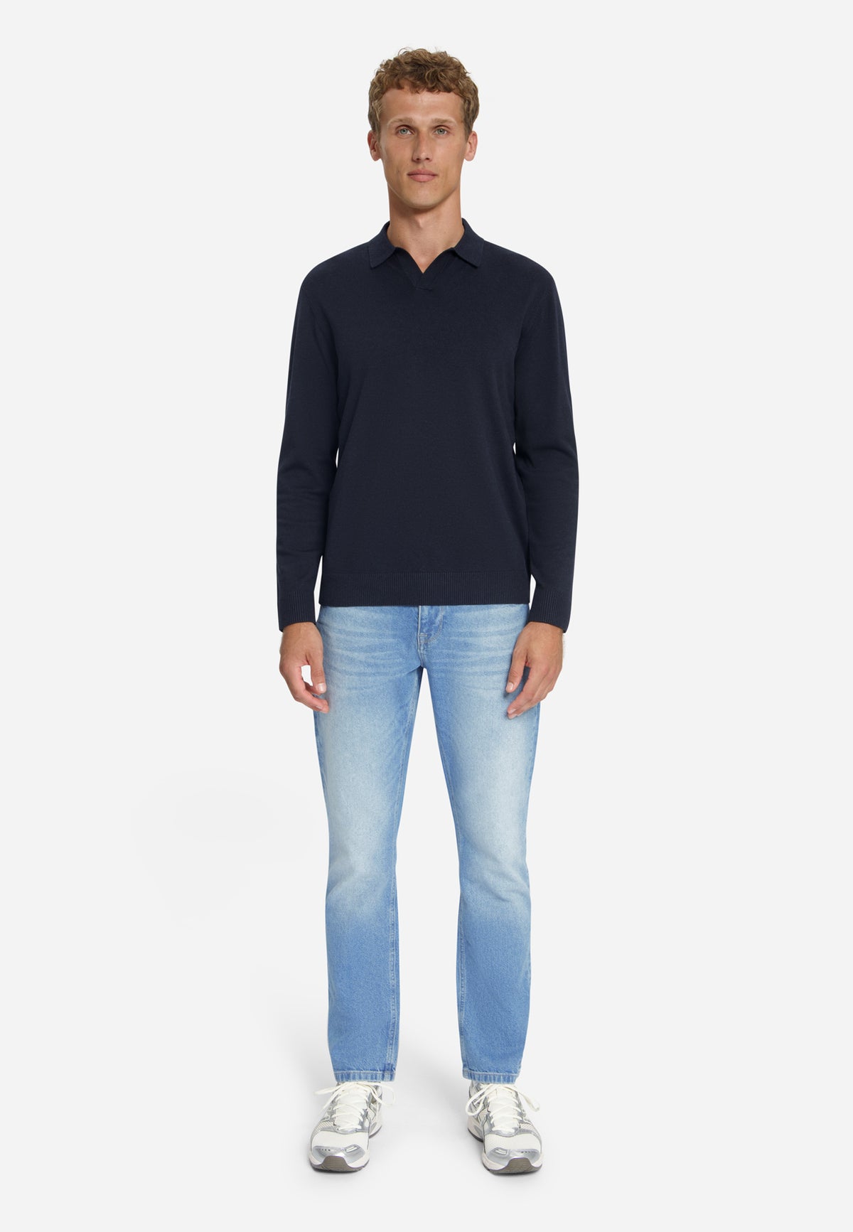Fine Knit Polo Jumper | Dark Night