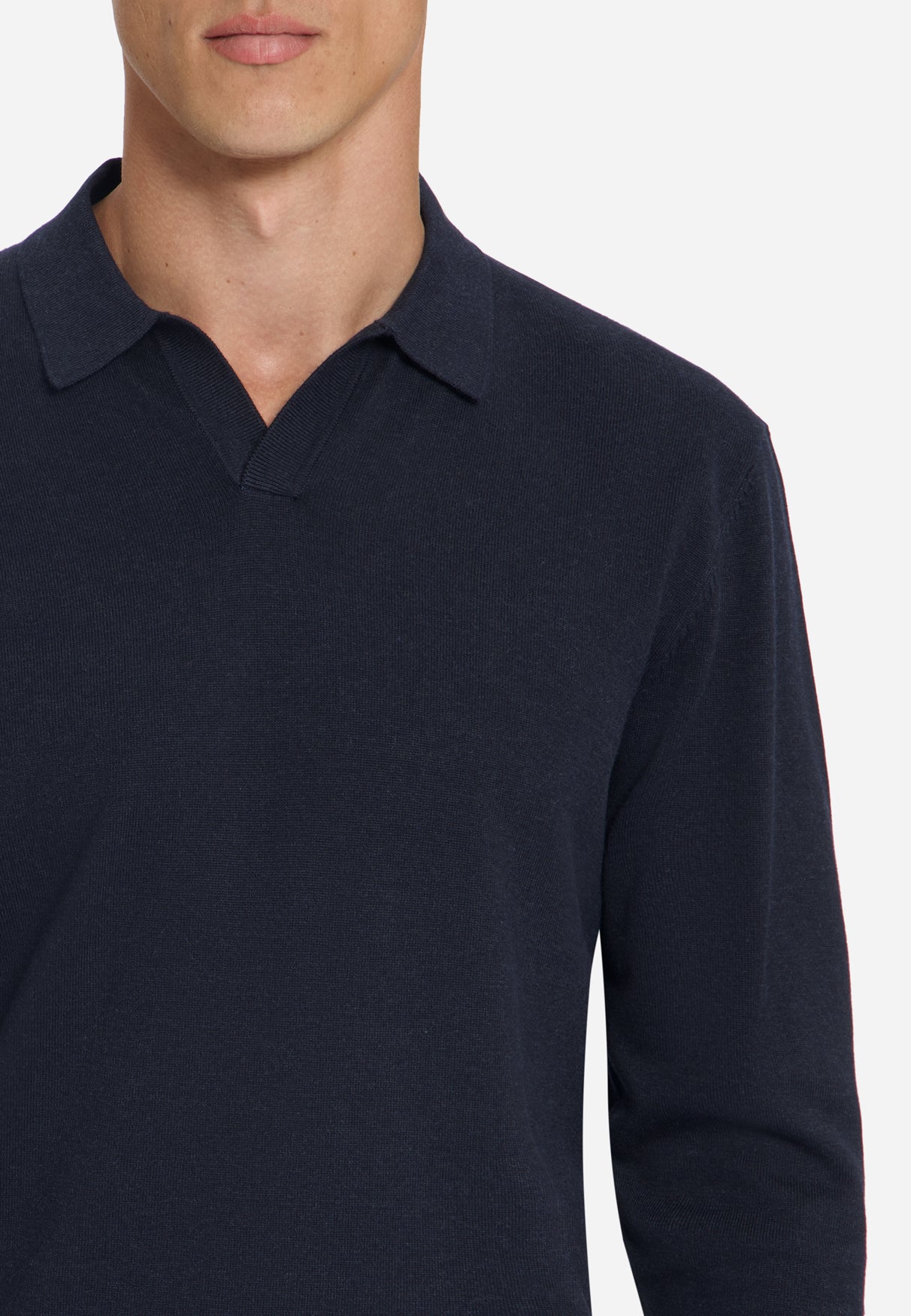 Fine Knit Polo Jumper | Dark Night