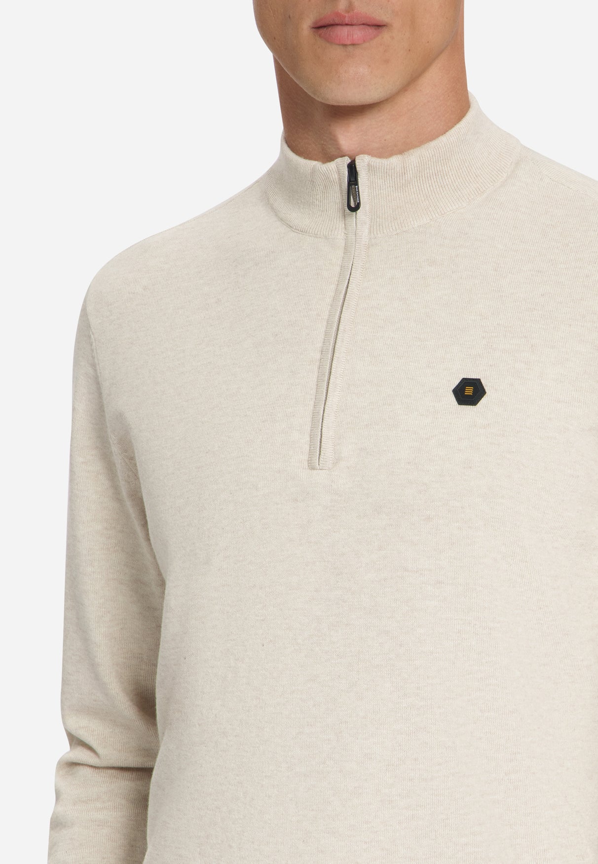 Half-Zip Melange Jumper | Stone
