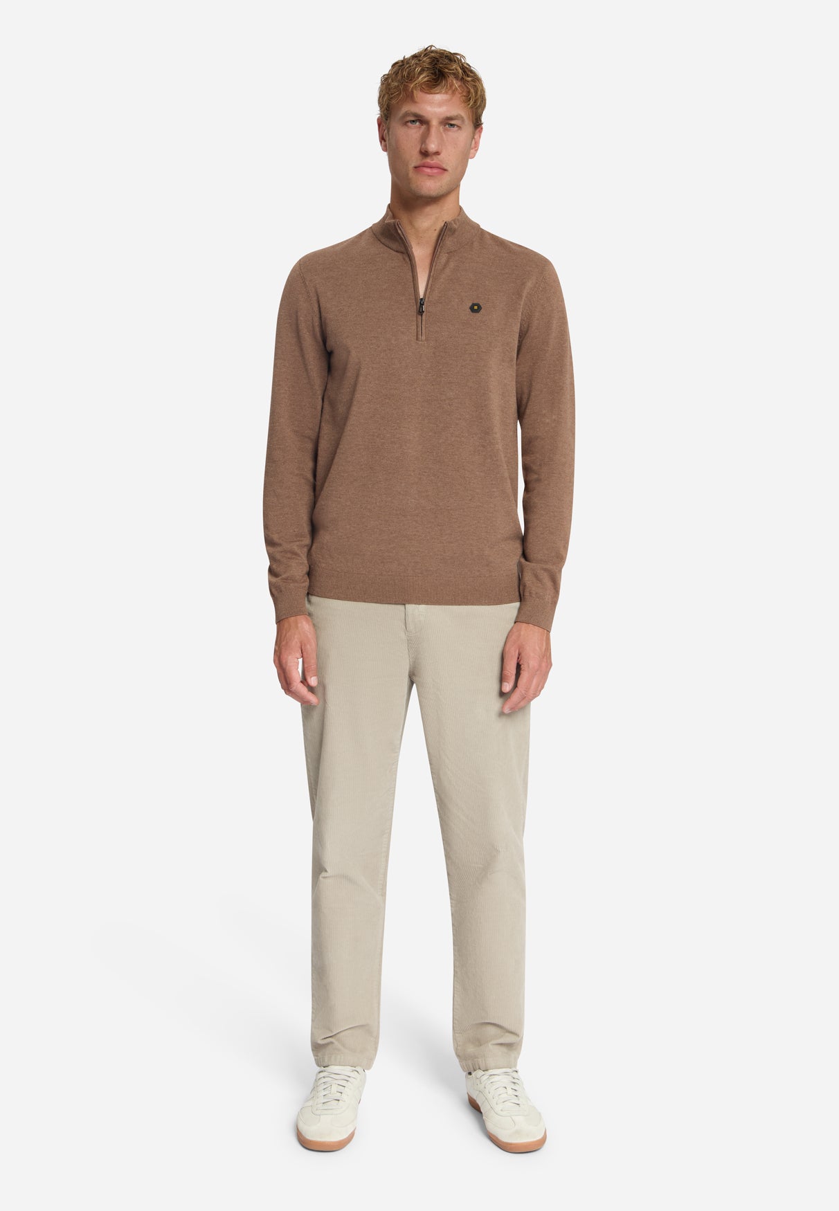 Melange Half-Zip Jumper | Light Brown