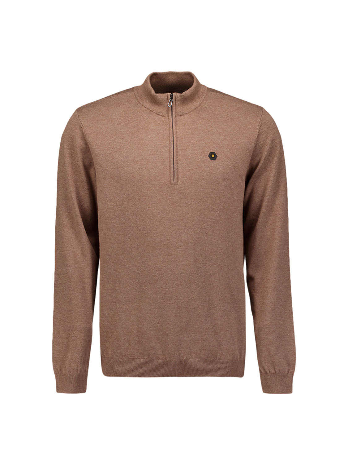 Melange Half-Zip Jumper | Light Brown