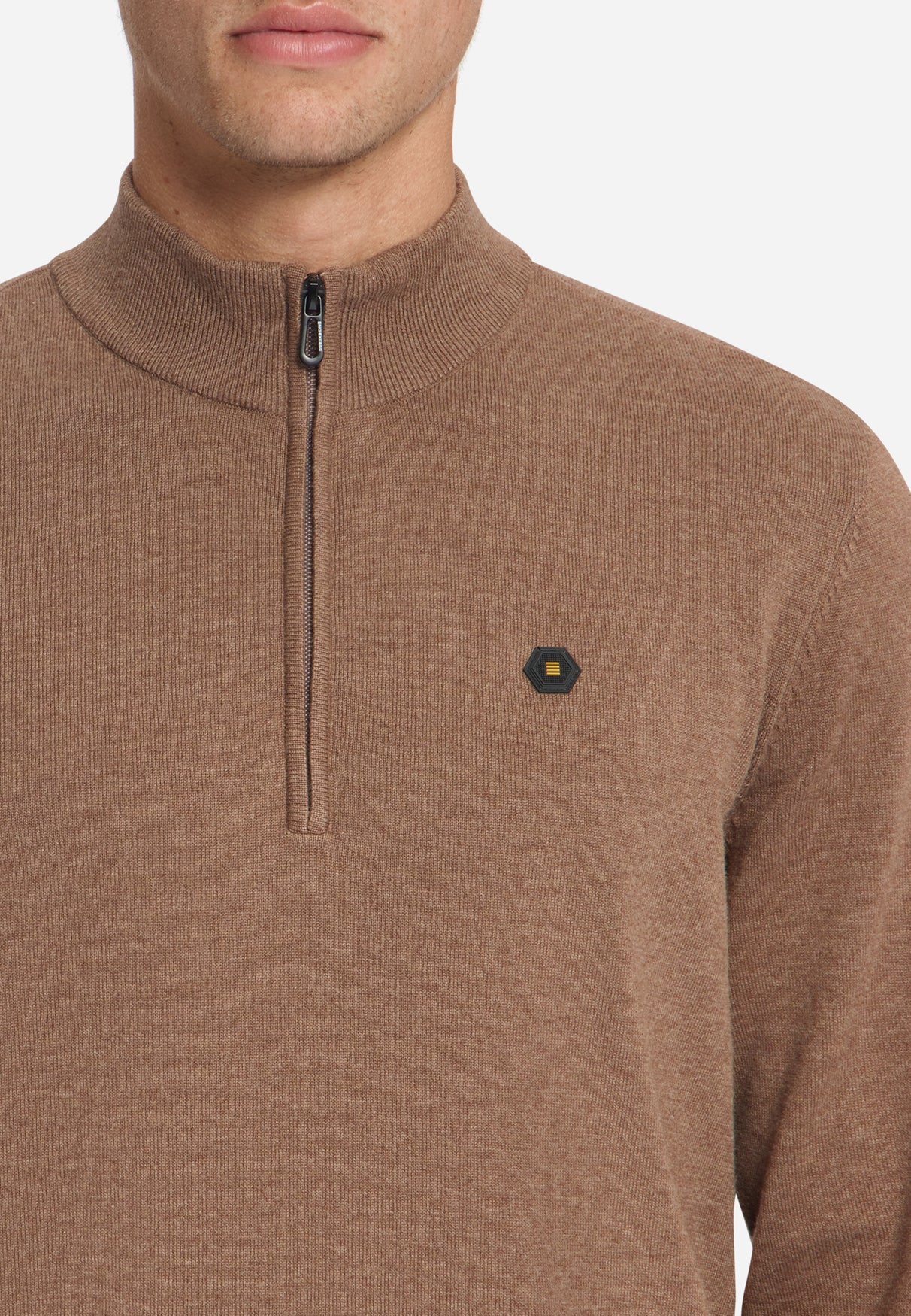 Melange Half-Zip Jumper | Light Brown